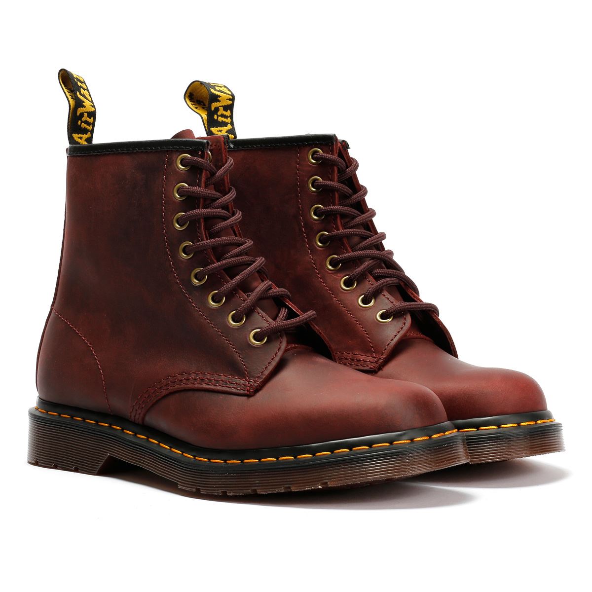 Dr. Martens 1460 Crazy Horse Bottes Rouges En Cuir