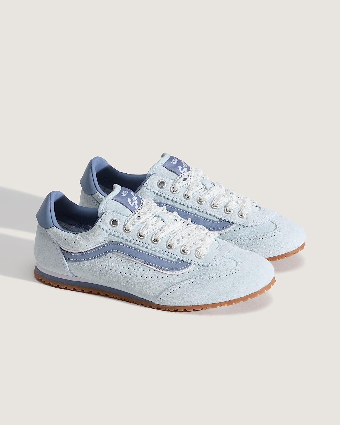 Vans Super Lowpro Baskets Bleues Pour Femmes Suède