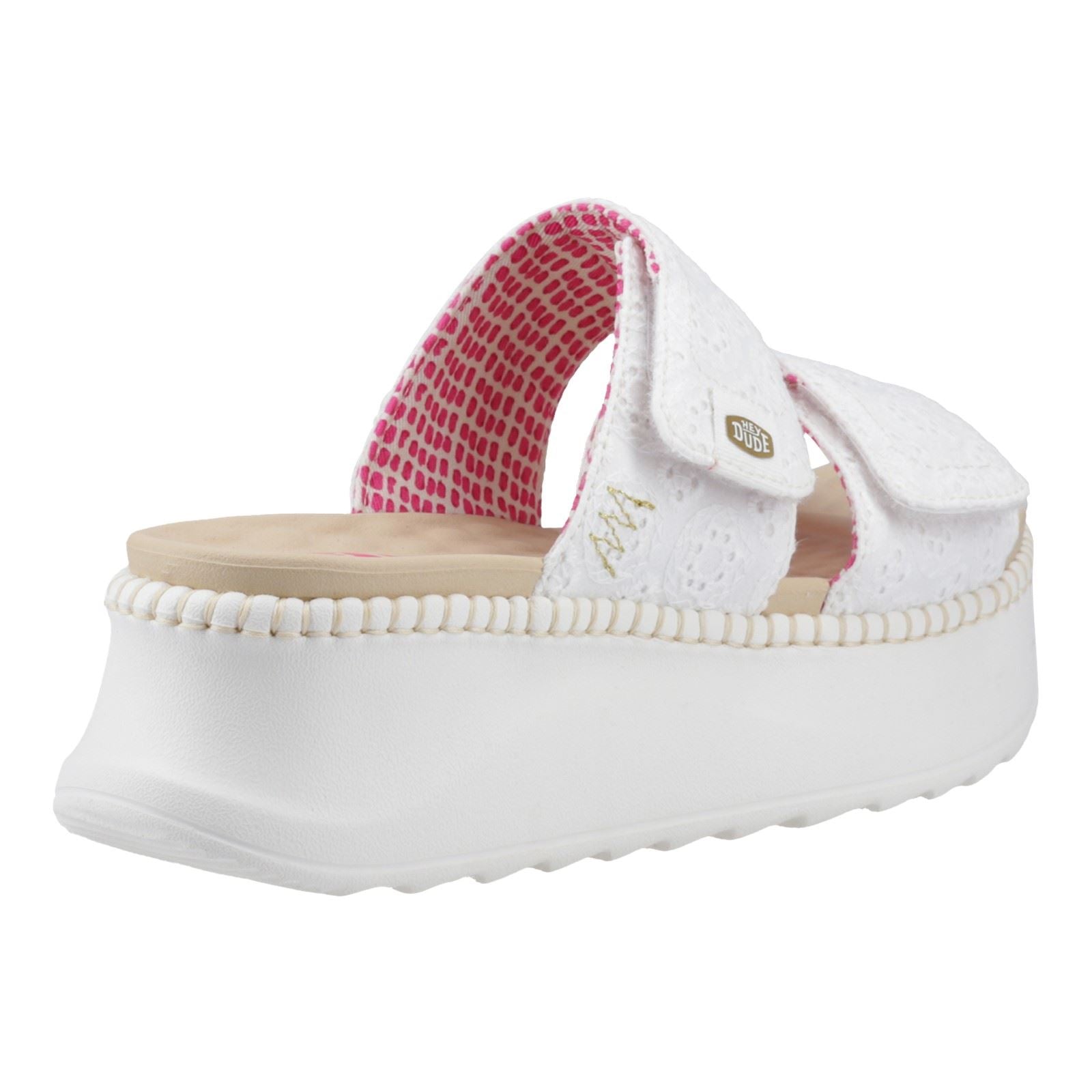 HEYDUDE Delray Slide Eyelet Sandales Blanches Pour Femmes En Coton