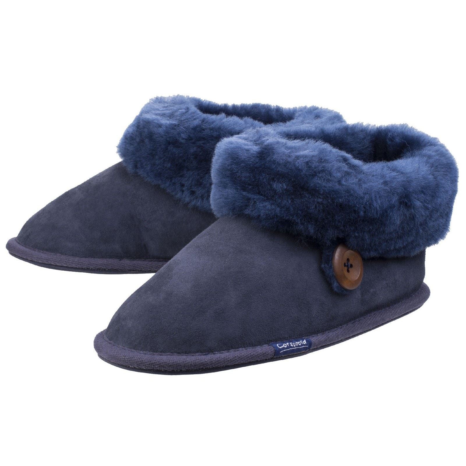Cotswold Wotton Chaussons En Cuir Pour Femme De Couleur Bleu Foncé
