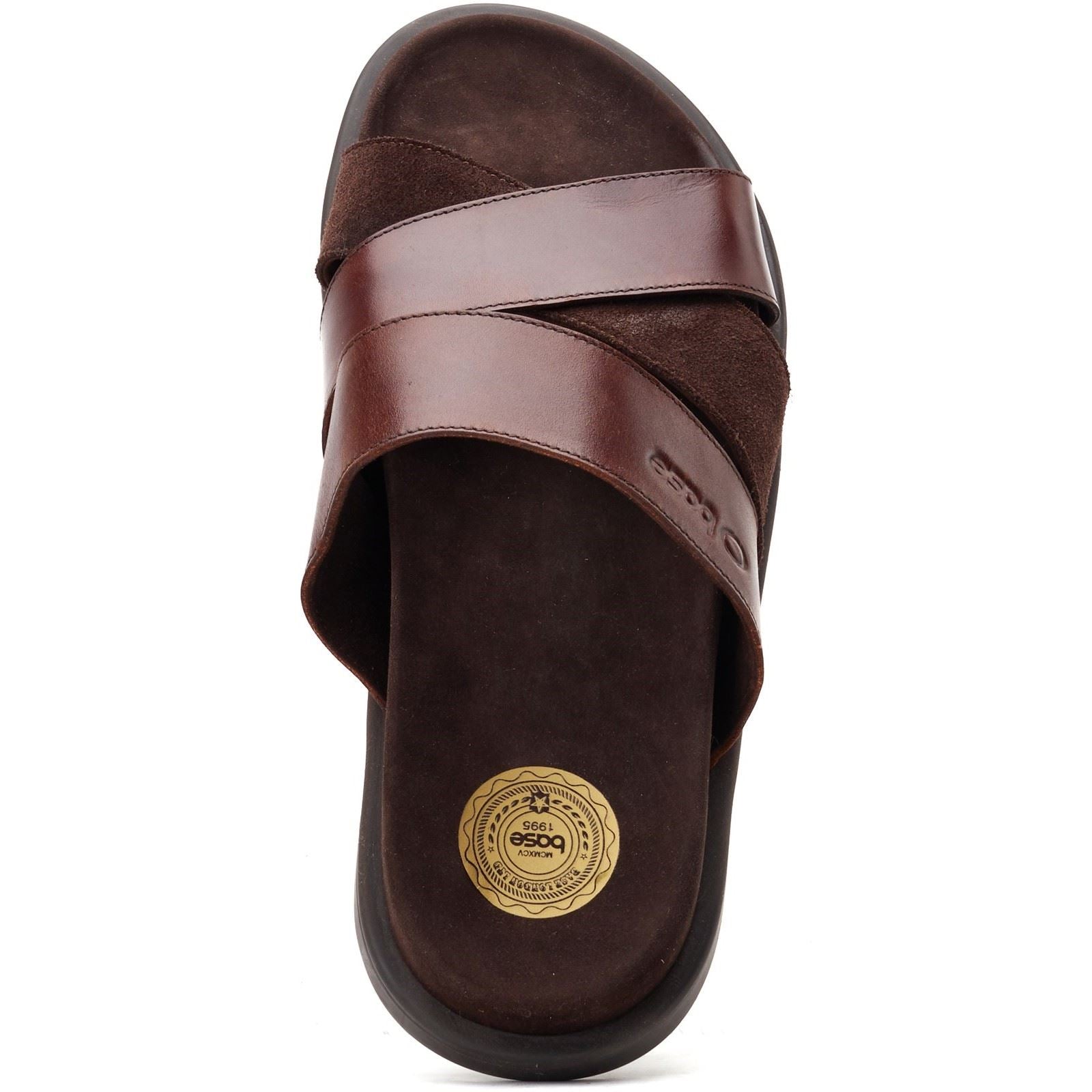 Base London Ponza Sandales En Cuir Pour Hommes Marron Foncé