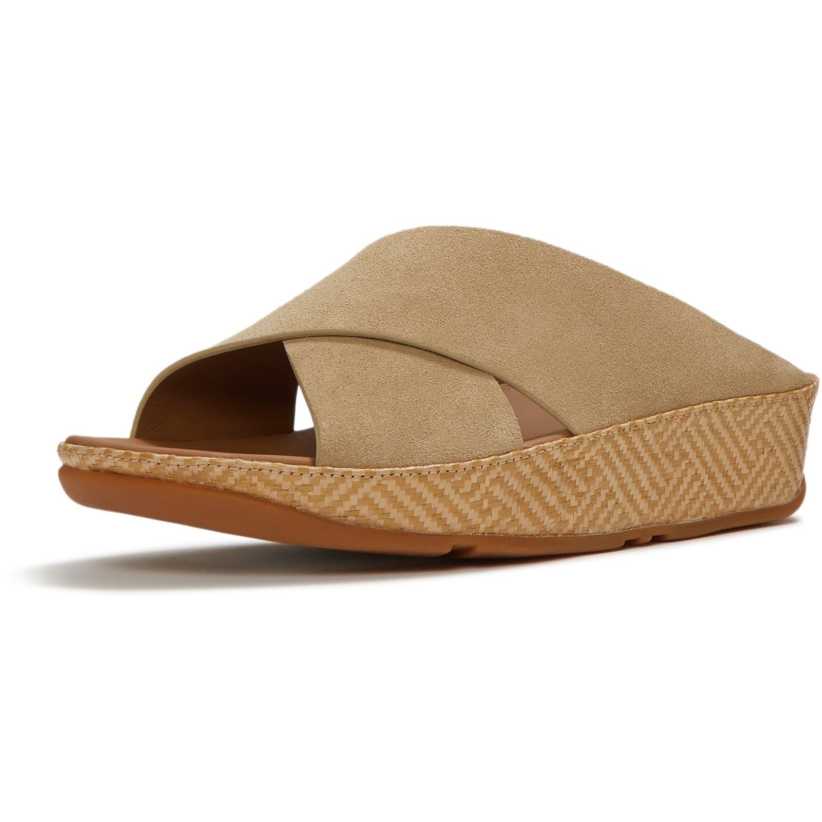 Fitflop Lulu Lux Graphic-Weave Sandales Cappuccino Pour Femmes En Suède