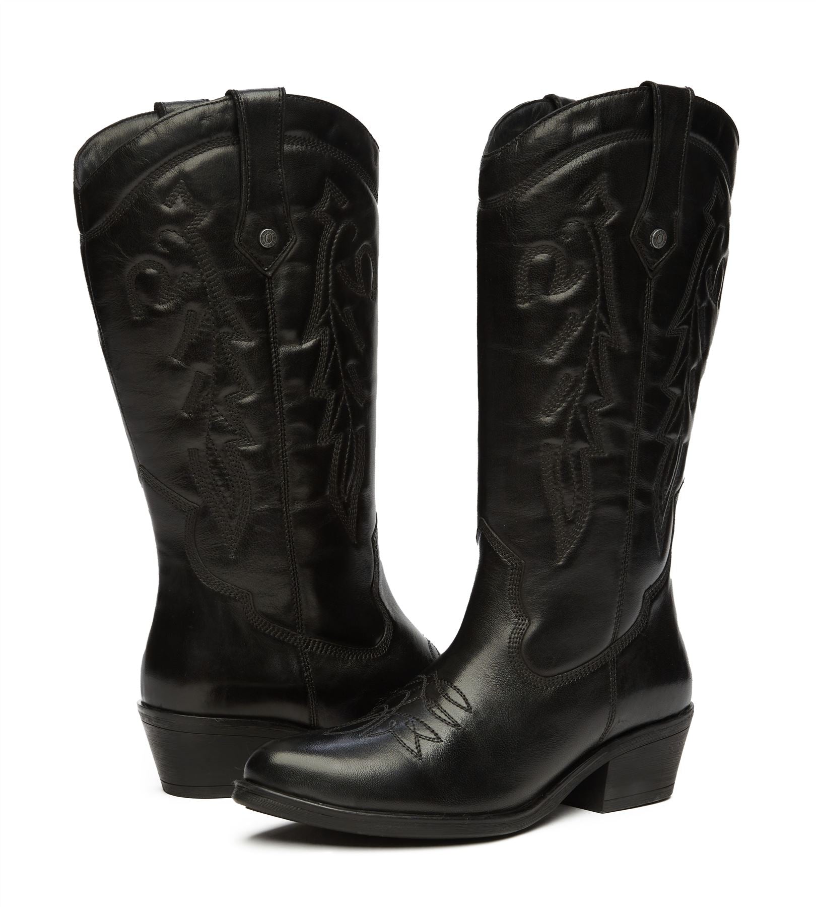 Osprey London The Louisiana Bottes Noires En Cuir Pour Femmes