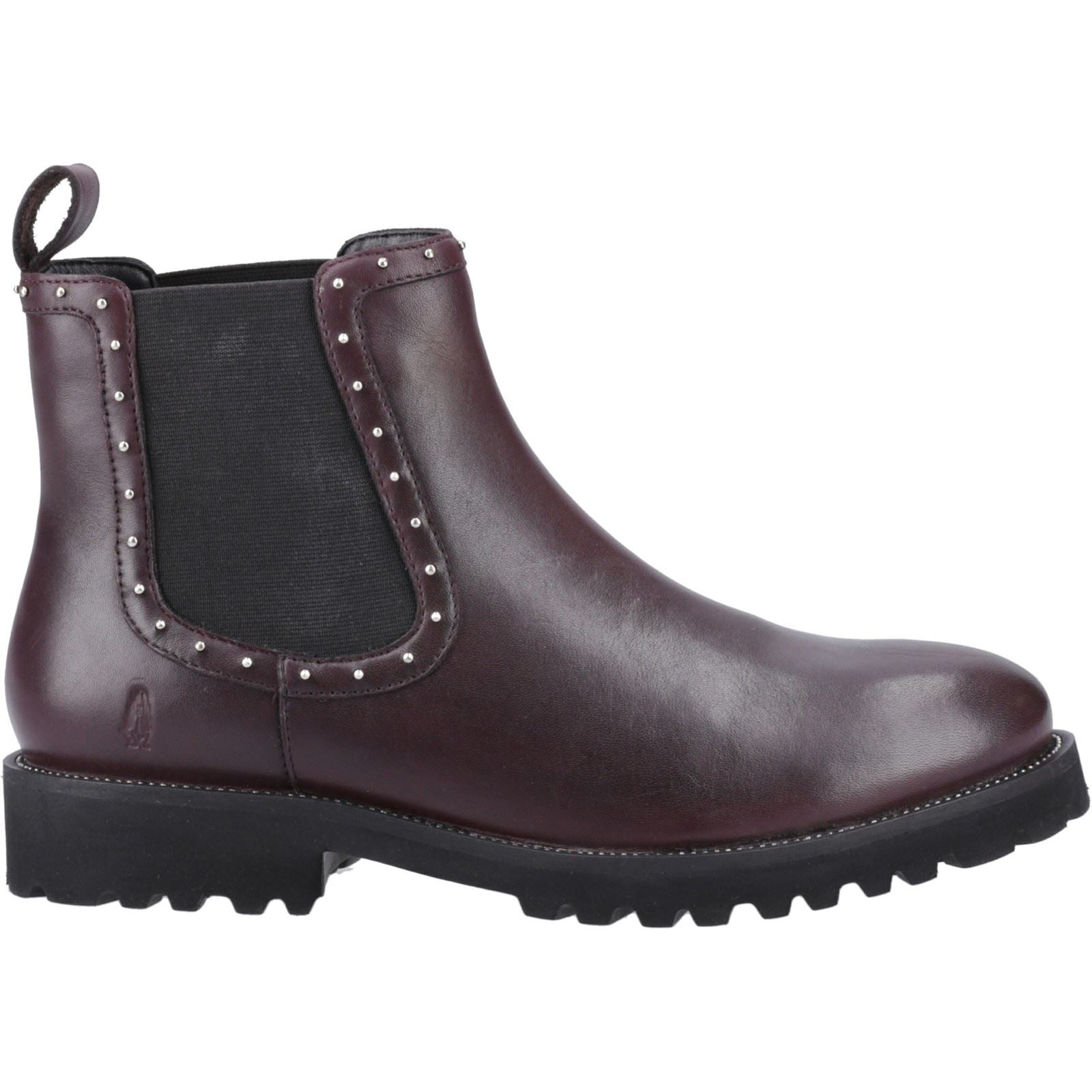 Hush Puppies Gwyneth Bottes Chelsea Plates En Cuir Prune Pour Femmes