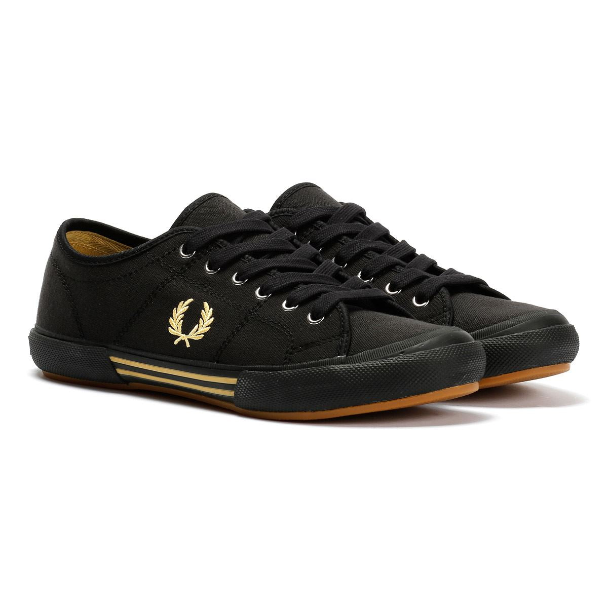 Fred Perry B708 Vintage Tennis Baskets Noires En Toile Pour Hommes