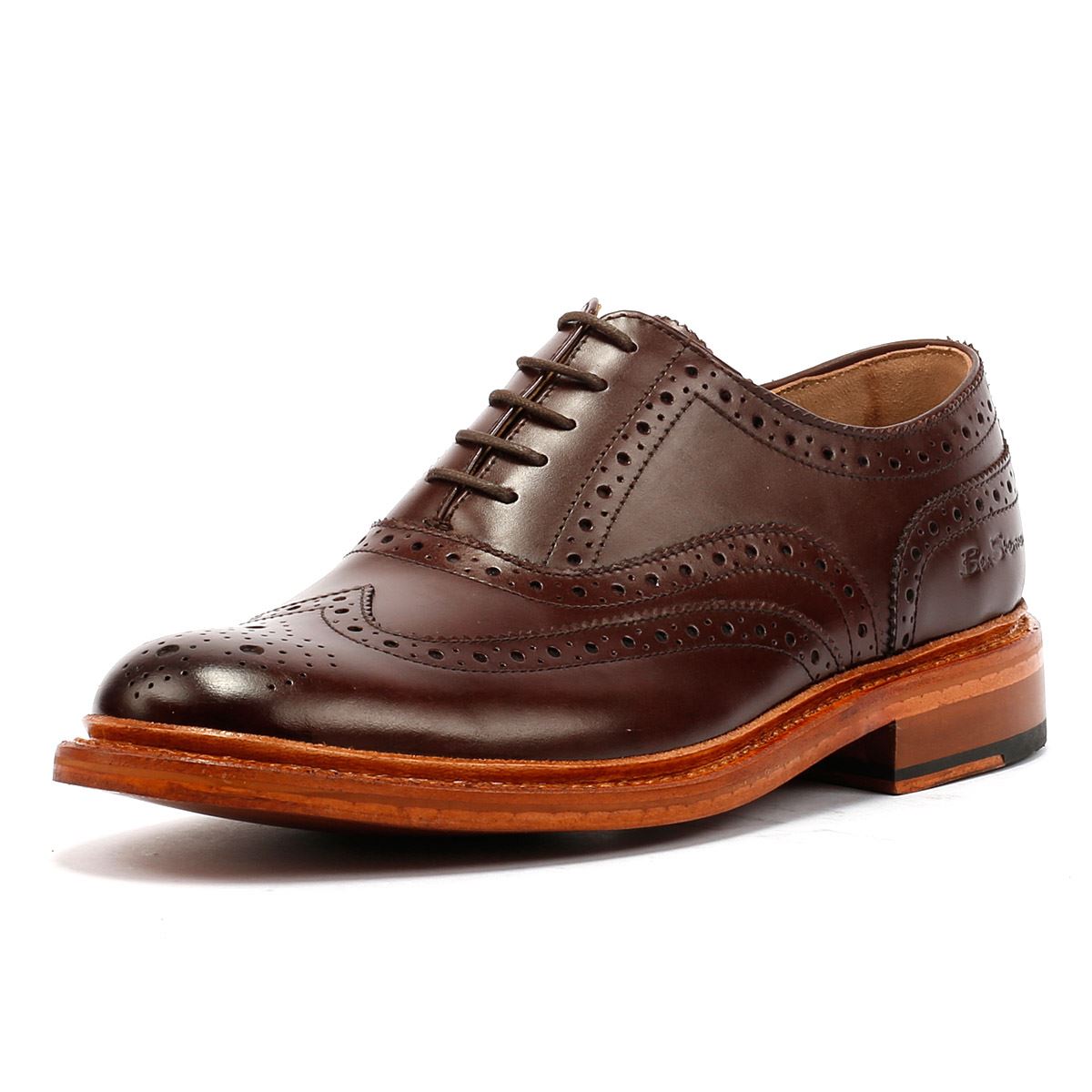 Ben Sherman Sugarman Brogue Chaussures En Cuir Marron À Lacets Pour Homme