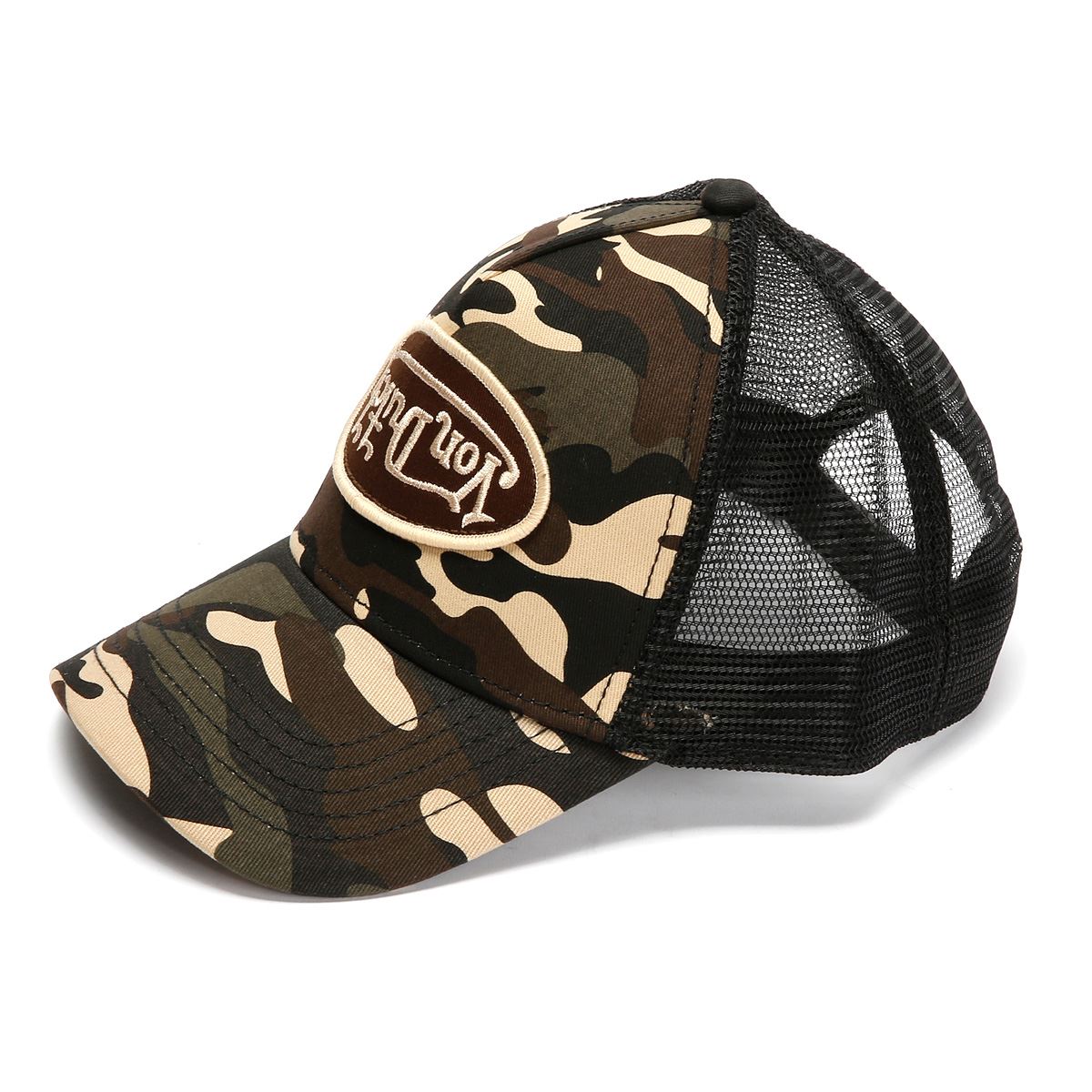 Von Dutch Multi Trucker Casquettes Camo À Bord Marron En Coton