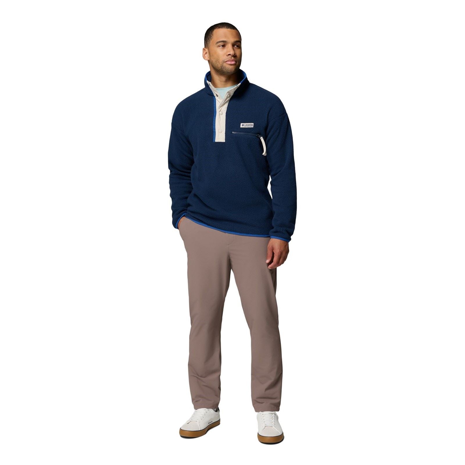 Columbia Helvetia II Half Snap Veste En Polaire Bleue Pour Homme
