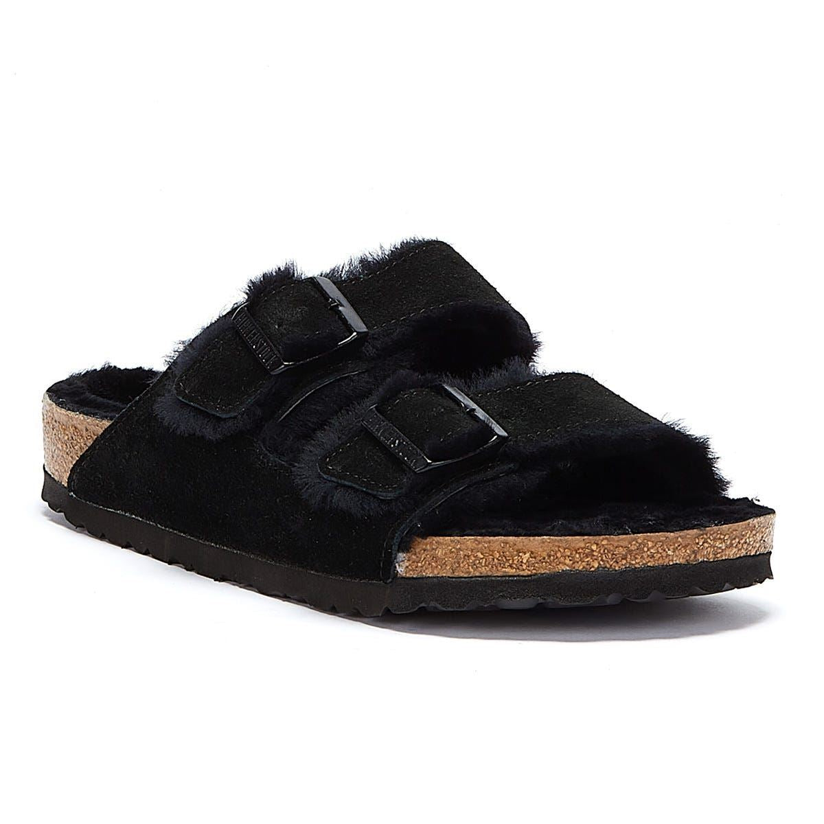 Birkenstock Sandales Noires En Fourrure D'arizona