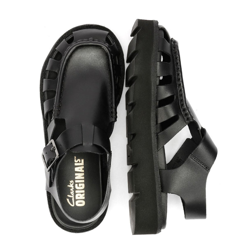 Clarks Originals Meadow Buckle Sandales Noires Pour Femmes En Cuir