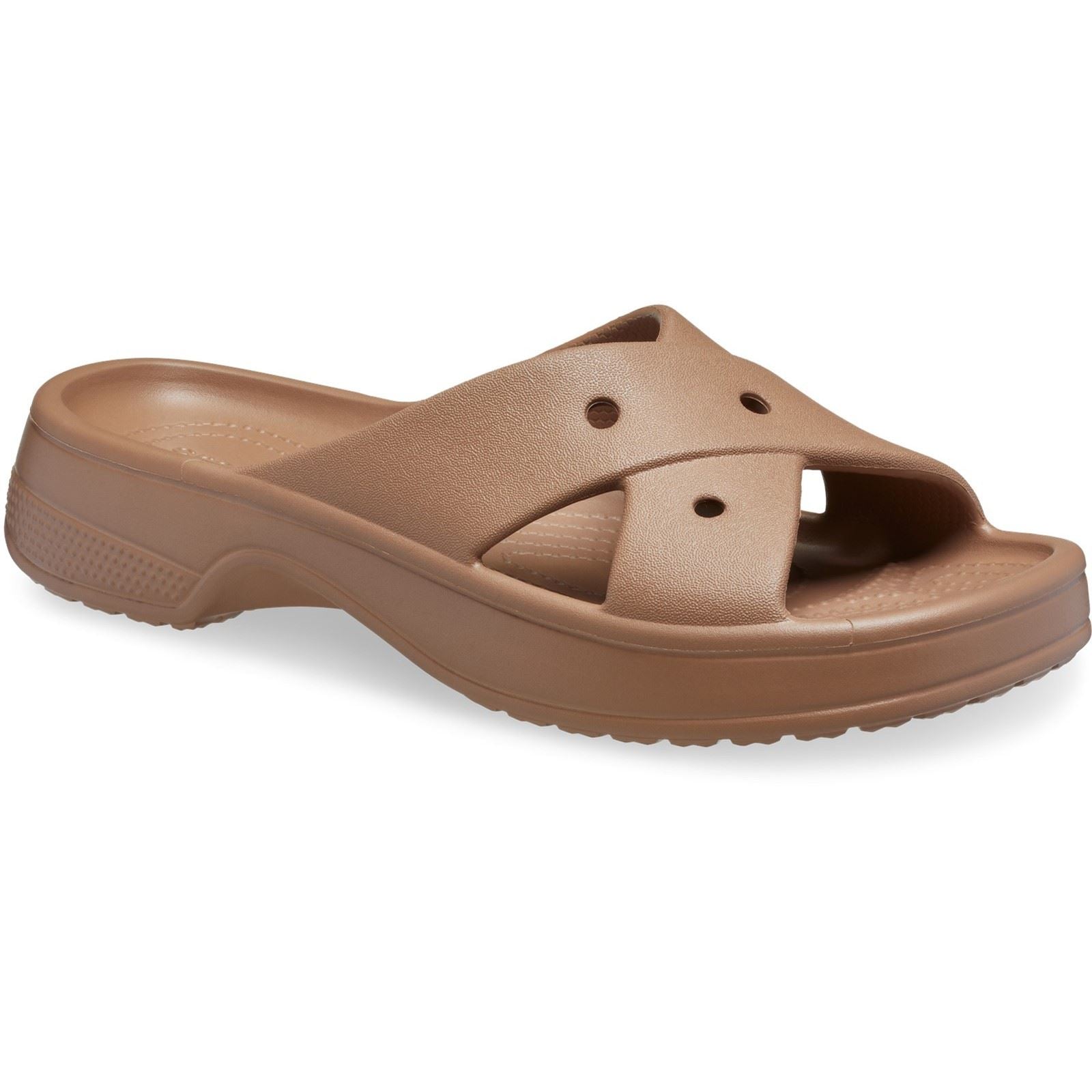 Crocs Classic Cross Strap Sandales En Chocolat Au Lait Pour Femme En Thermoplastique