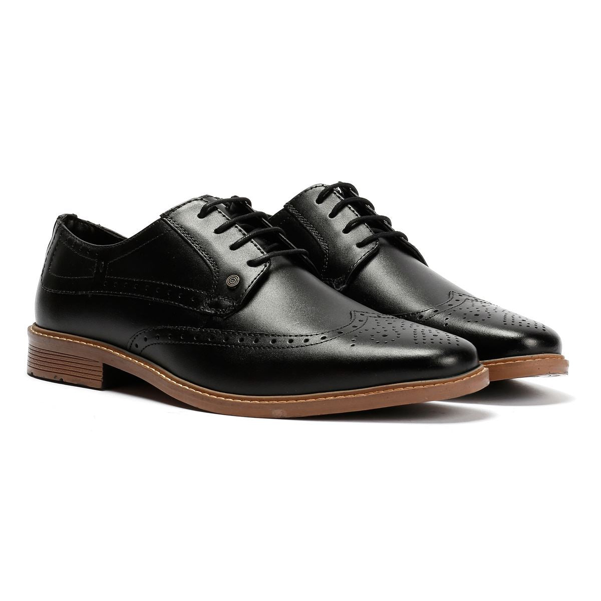 Lambretta Stockton Chaussures Noires En Cuir Pour Homme À Lacets