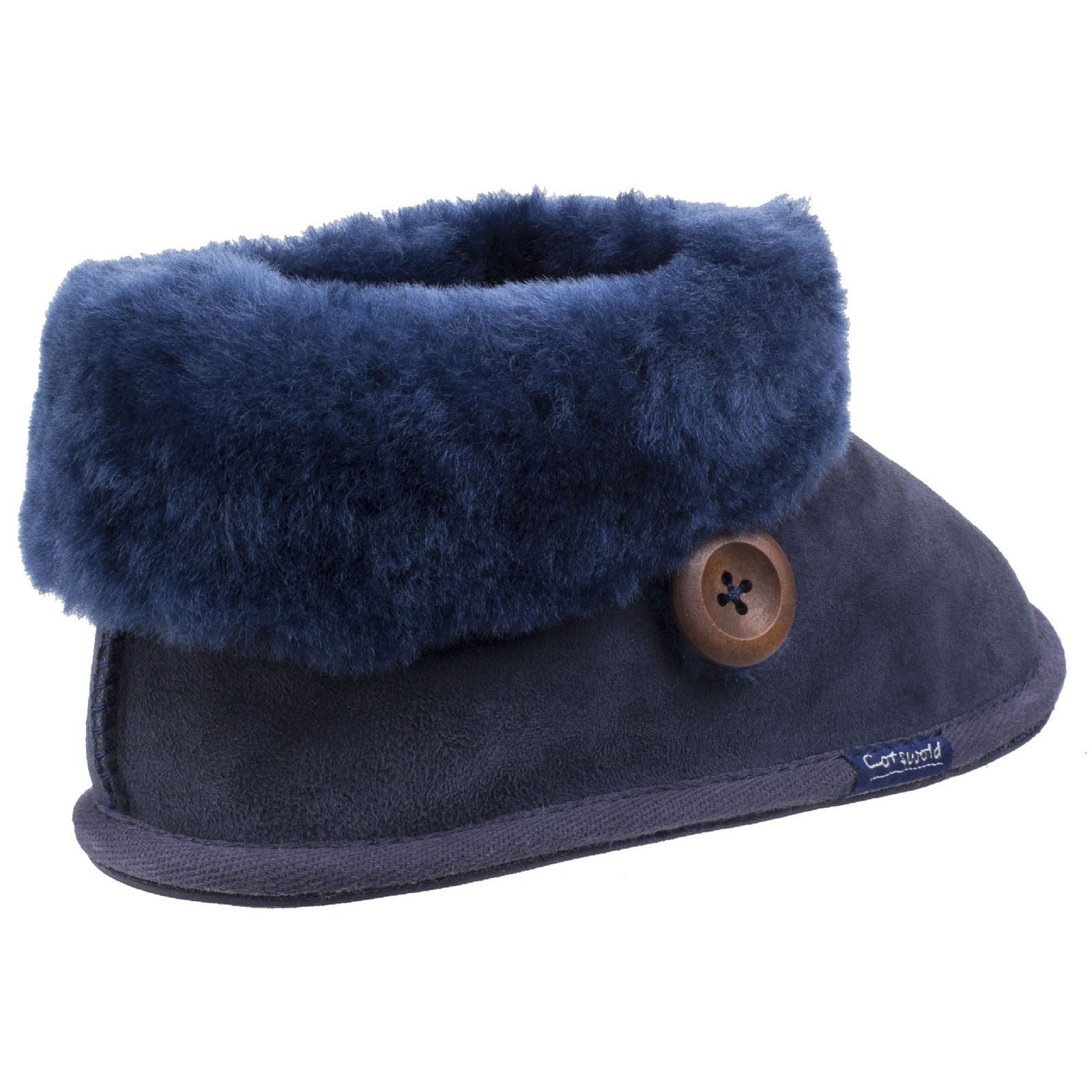 Cotswold Wotton Chaussons En Cuir Pour Femme De Couleur Bleu Foncé