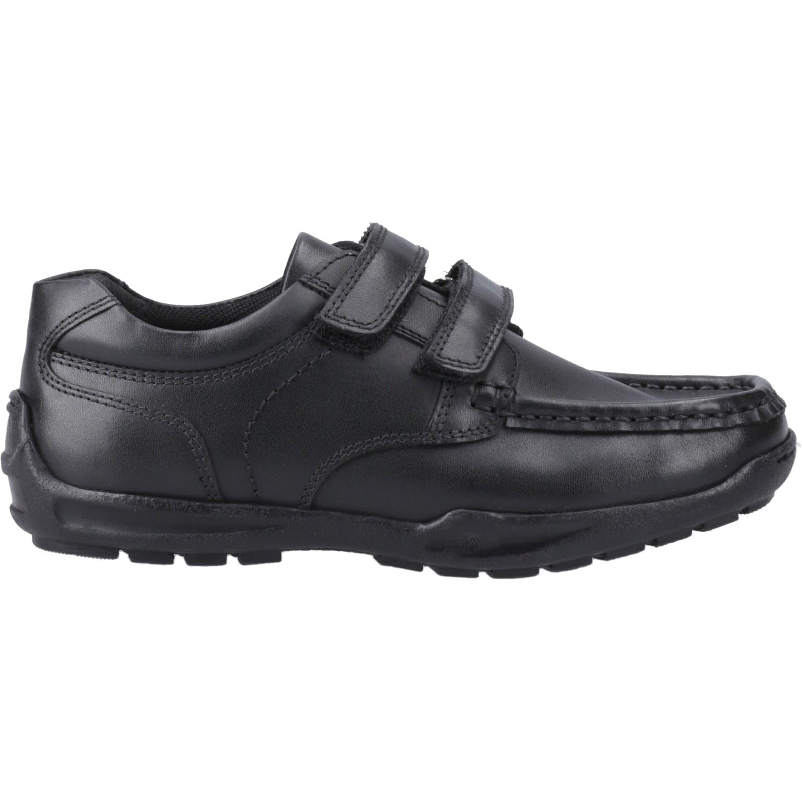 Hush Puppies Maddox Chaussures Noires Pour Garçons En Cuir.