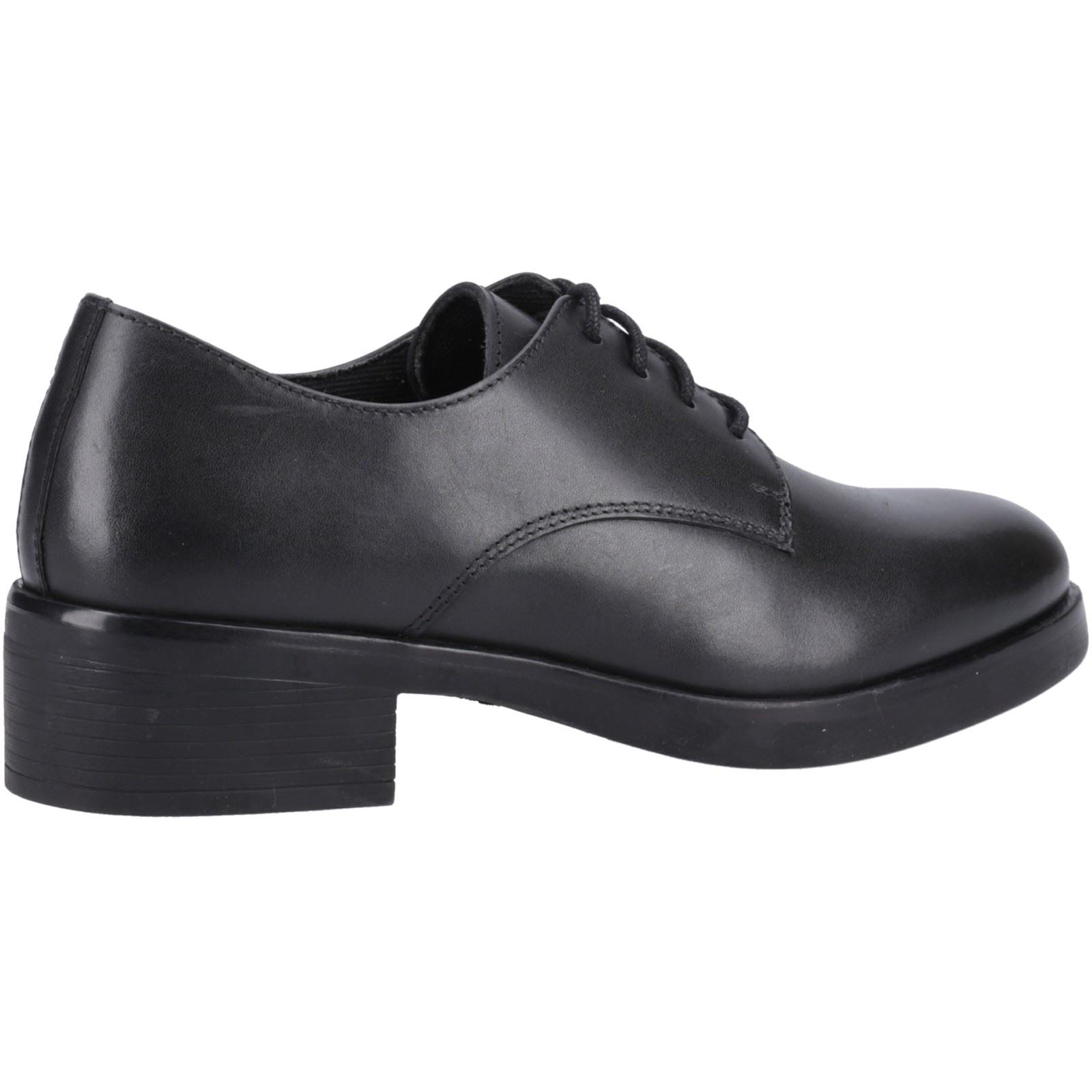 Hush Puppies Anastasia Senior Chaussures À Lacets Noires En Cuir Pour Filles