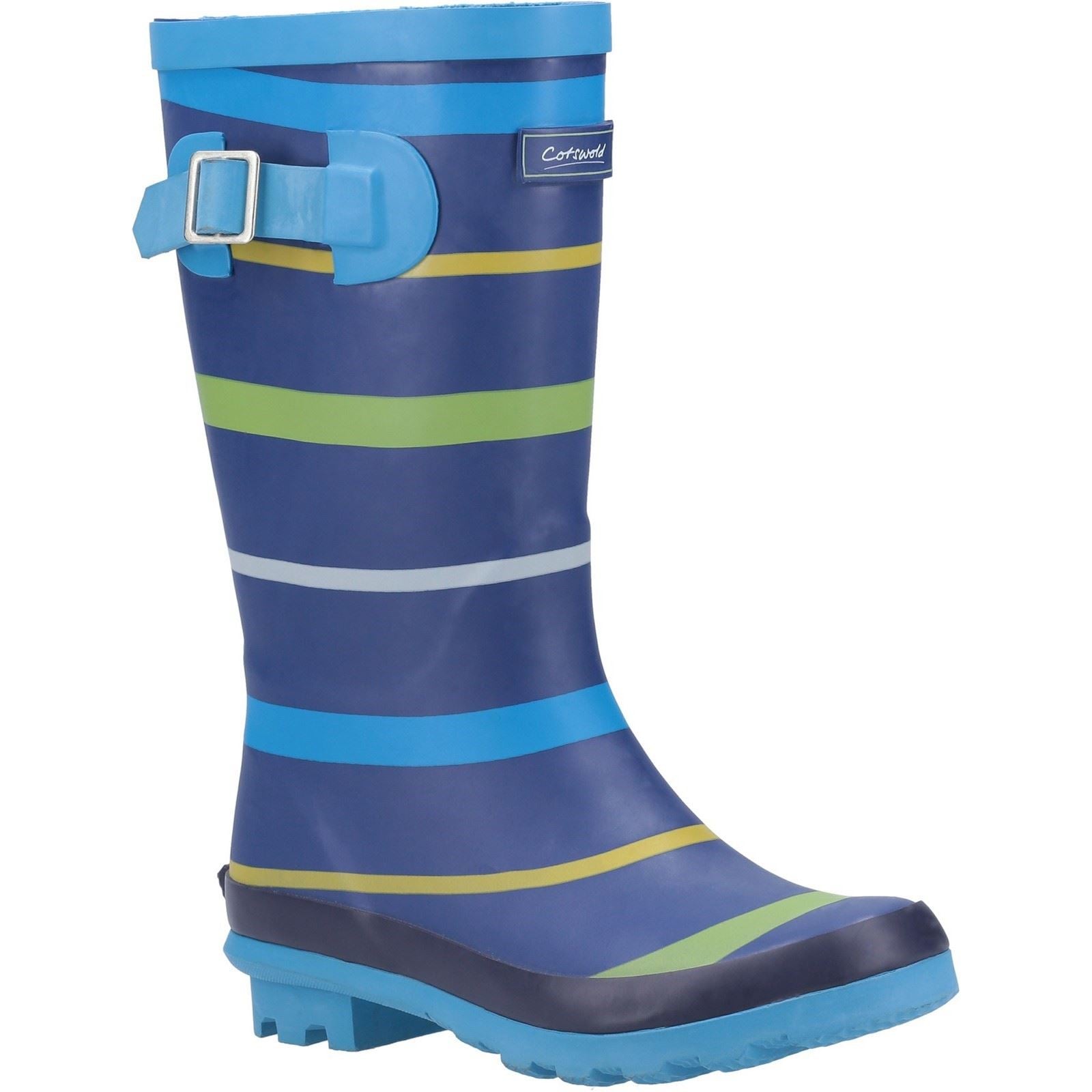Cotswold Stripe Wellington Bottes Wellington En Caoutchouc Pour Garçons Bleues/Vertes/Jaunes
