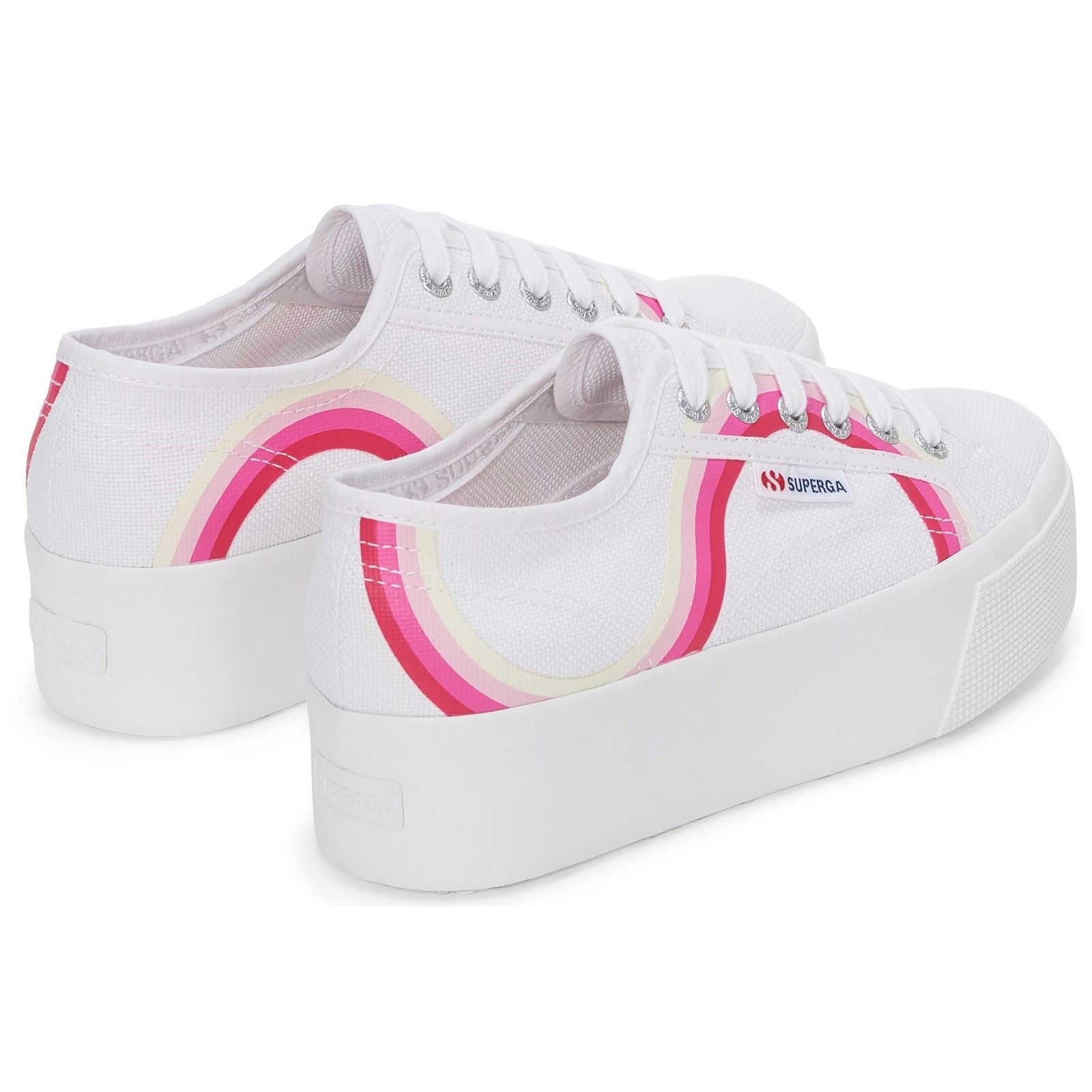 Superga 2790 Round Stripes Baskets En Coton Pour Femmes Blanches/Bleues Ombrées