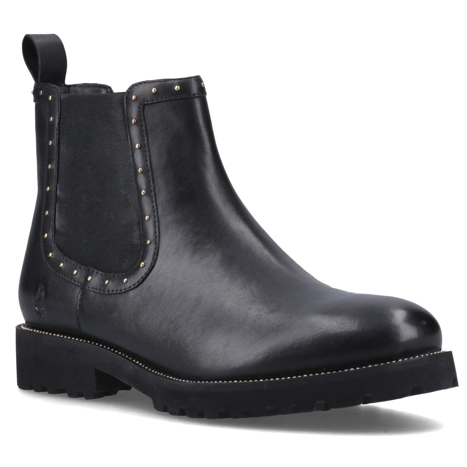 Hush Puppies Gwyneth Bottes Plates Chelsea Noires En Cuir Pour Femmes