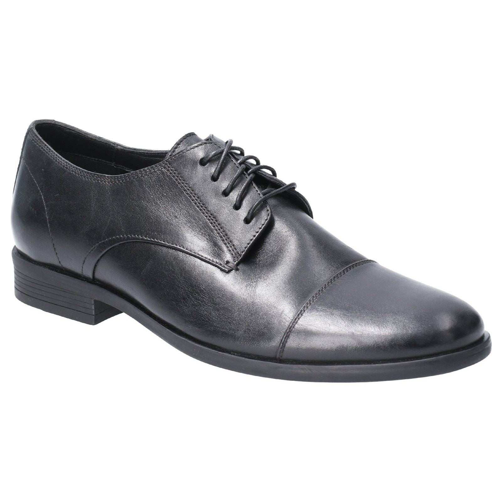 Hush Puppies Ollie Cap Toe Chaussures En Cuir Noir À Lacets Pour Hommes