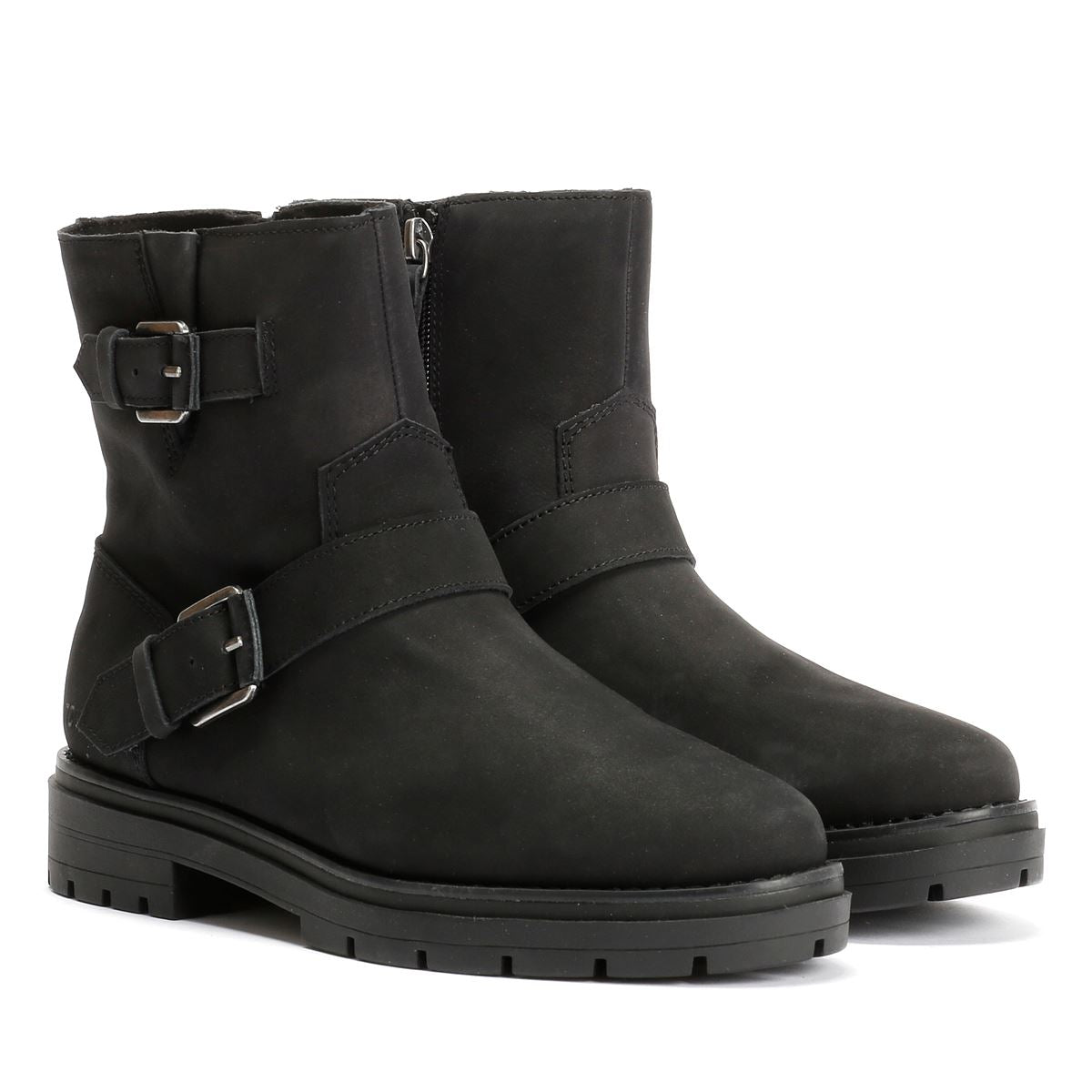 TOMS Ionie Moto Bottes Noires En Nubuck Pour Femmes