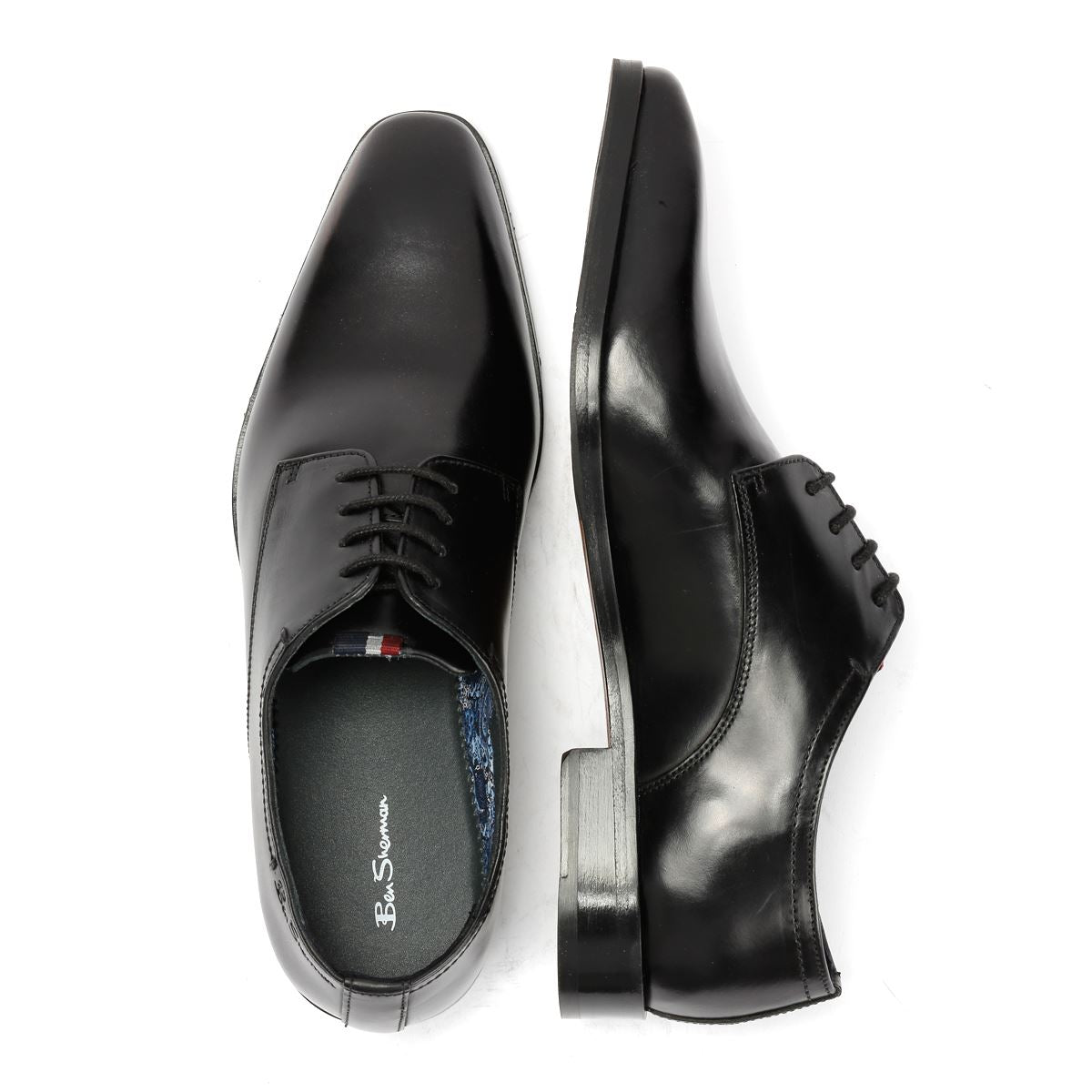 Ben Sherman Kenton Chaussures Noires En Cuir Pour Homme À Lacets