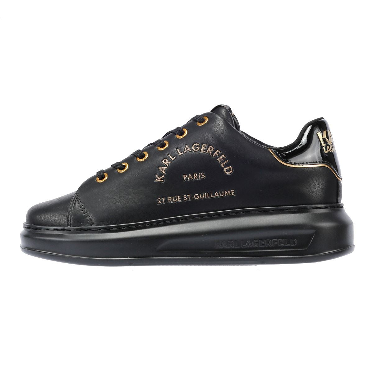 Karl Lagerfeld Kapri Metal Maison Glitter Baskets Noires En Cuir Pour Femmes