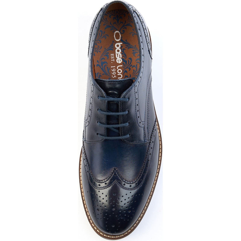 Base London Joe Chaussures À Lacets Pour Hommes En Cuir Bleu Marine