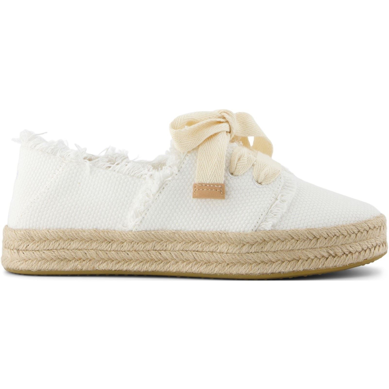 TOMS Carolina Lace Up Espadrilles Blanches En Coton Pour Femmes À La Plage