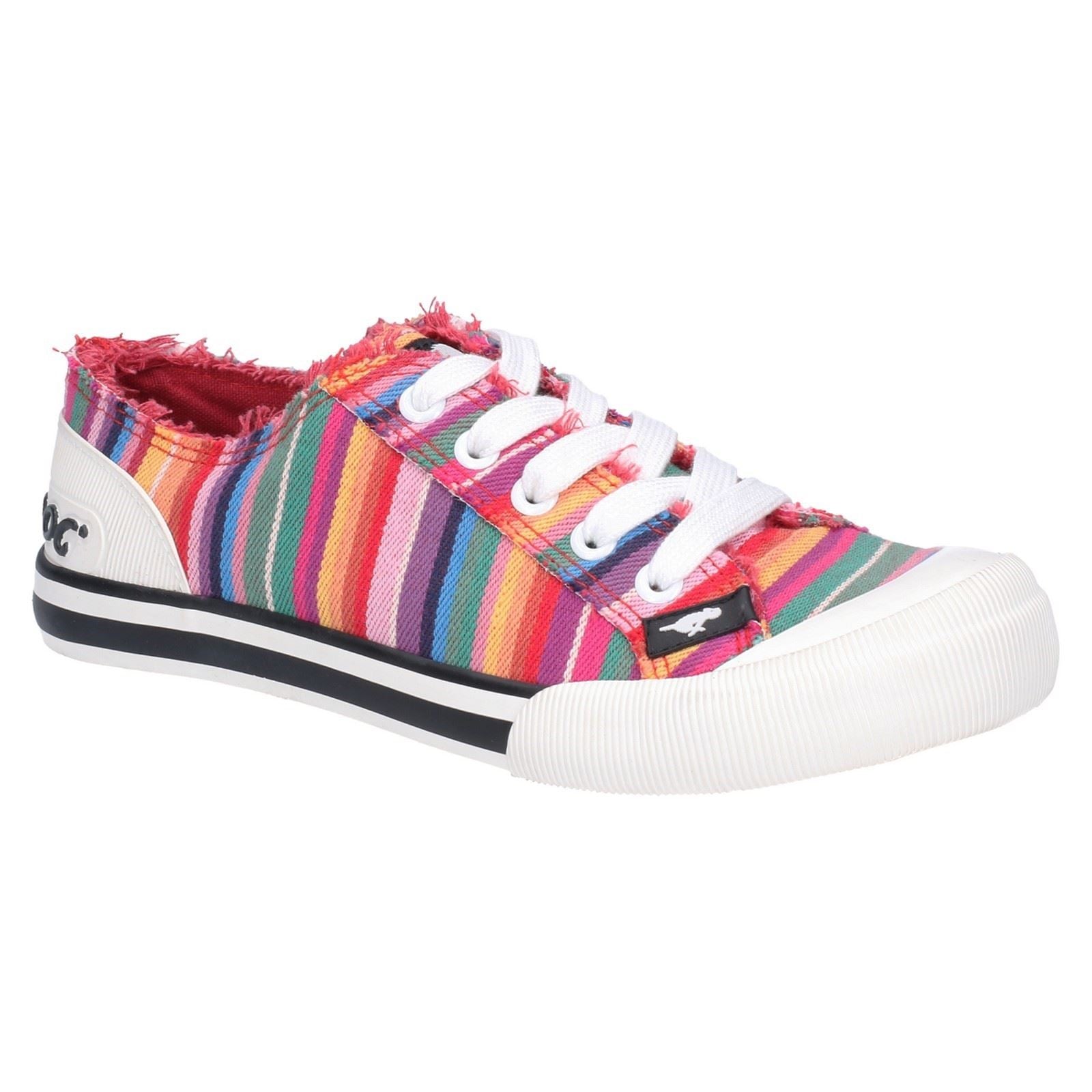 Rocket Dog Jazzin Eden Stripe Baskets Multicolores Rouges En Coton Pour Femmes