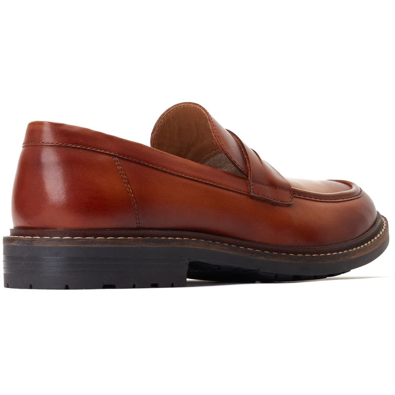 Base London Ivey Chaussures À Enfiler Pour Hommes En Cuir Brûlé.