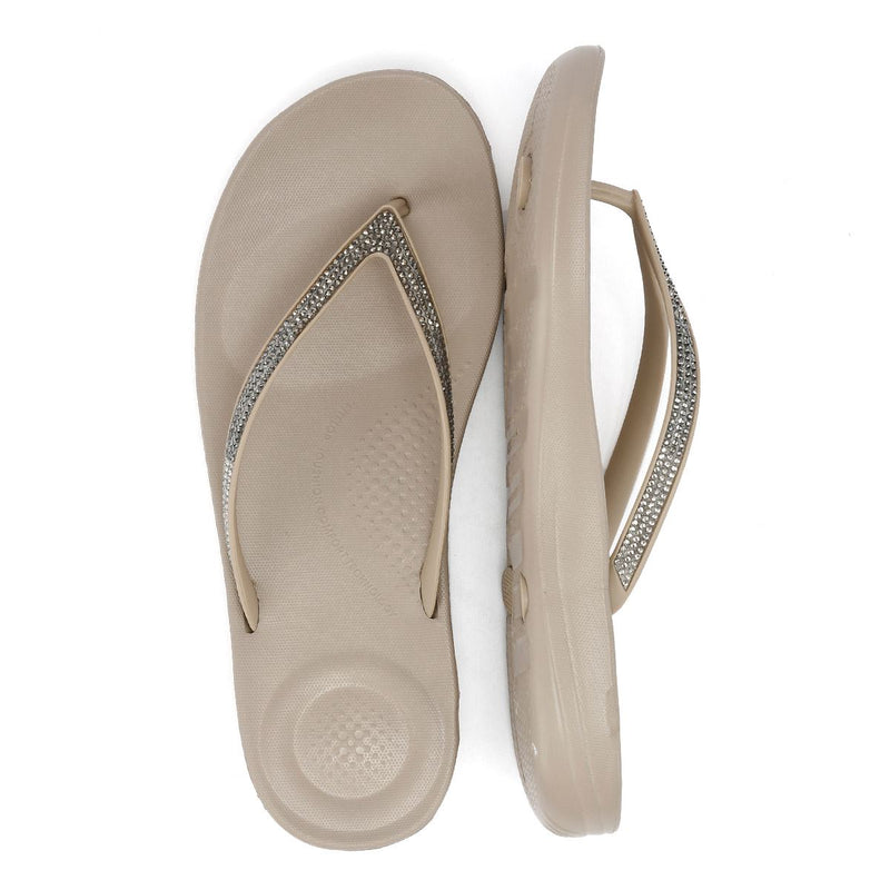FitFlop Iqushion Ombre Sparkle Tongs Pour Femmes En Caoutchouc Beige