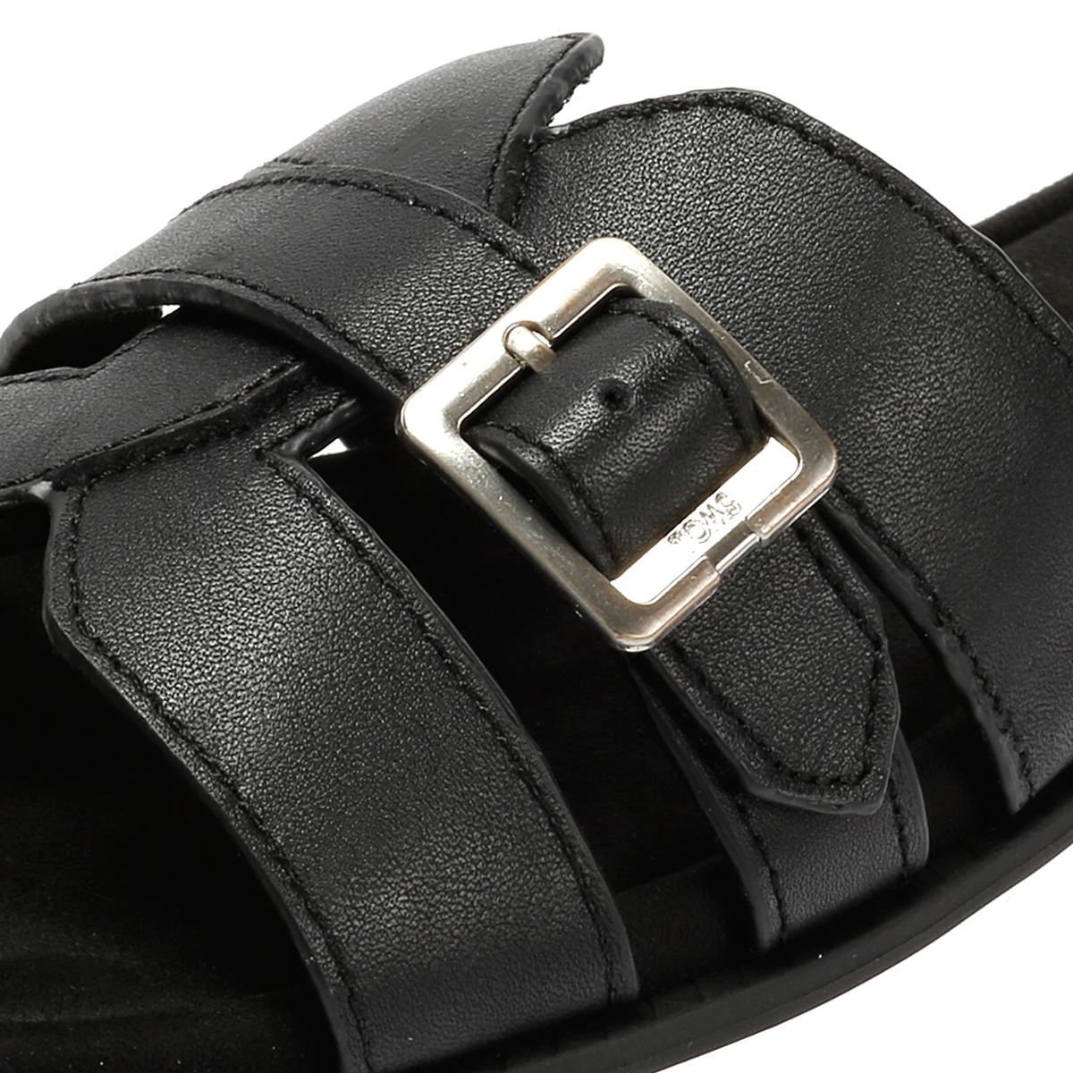 TOMS Sol Mule Sandales Noires En Cuir Pour Femmes