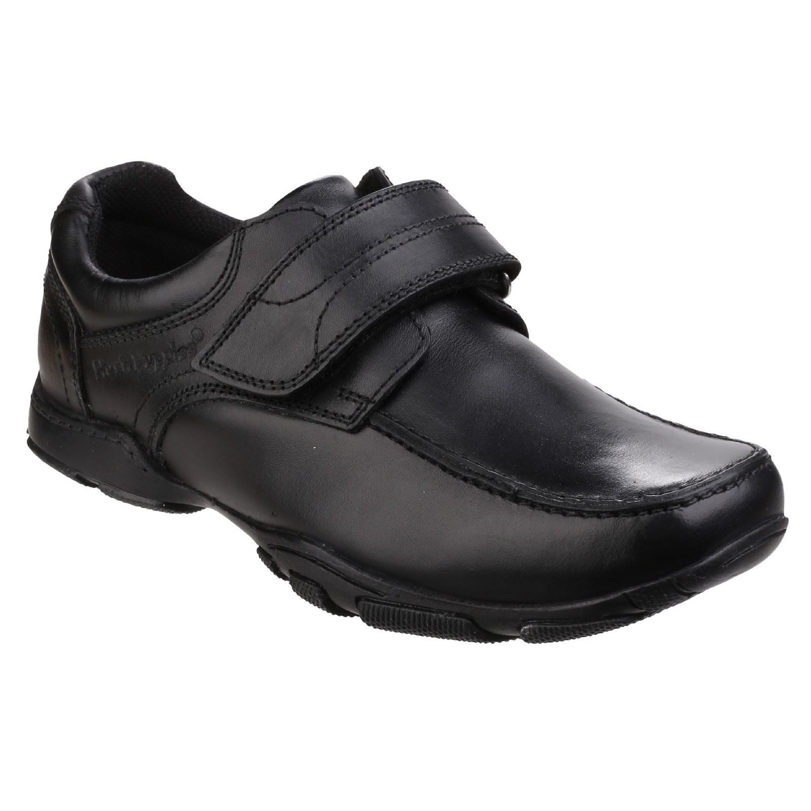 Hush Puppies Freddy 2 Senior Chaussures Noires Pour Garçons En Cuir