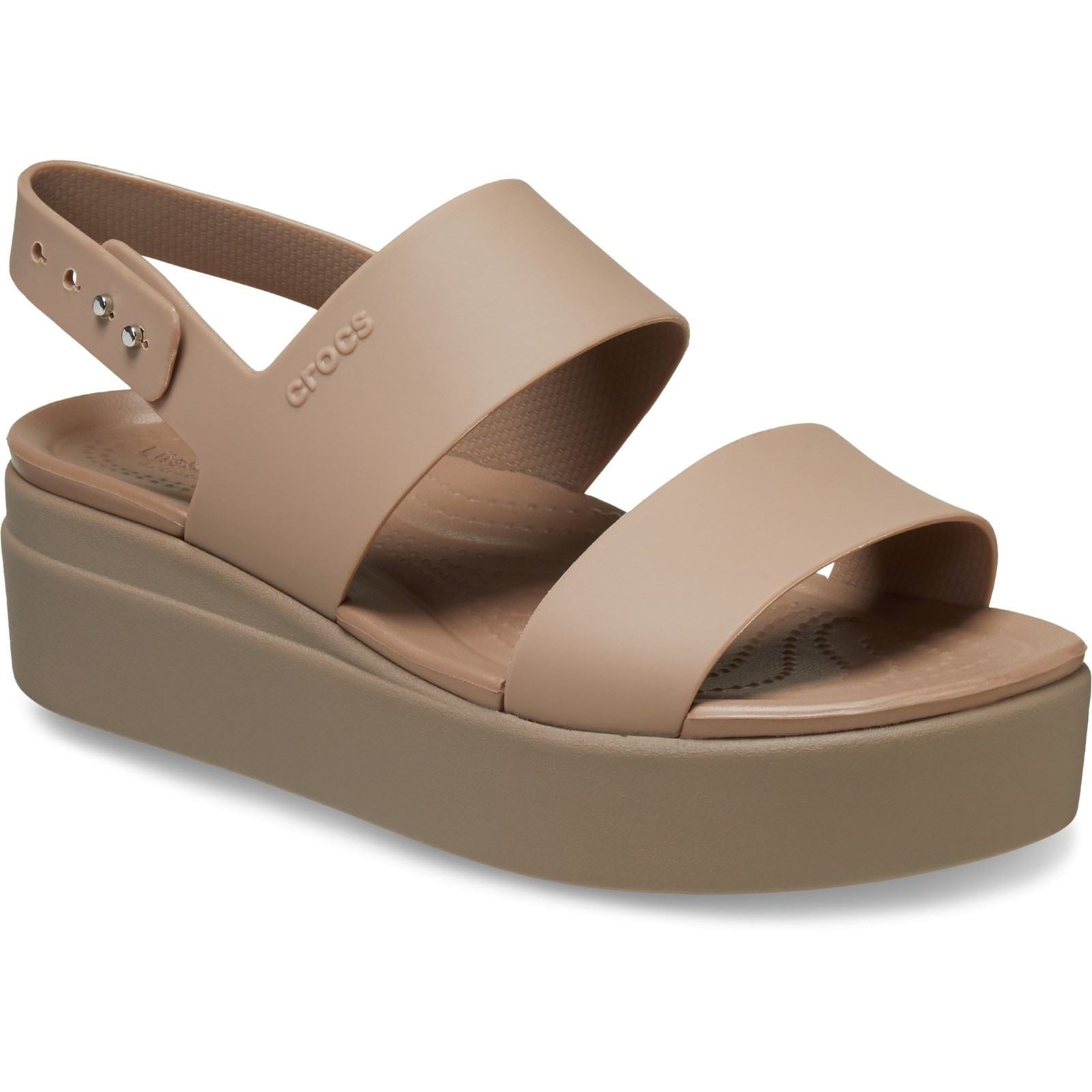 Crocs Brooklyn Low Wedge Sandales Pour Femmes En Thermoplastique Couleur Latte/Champignon