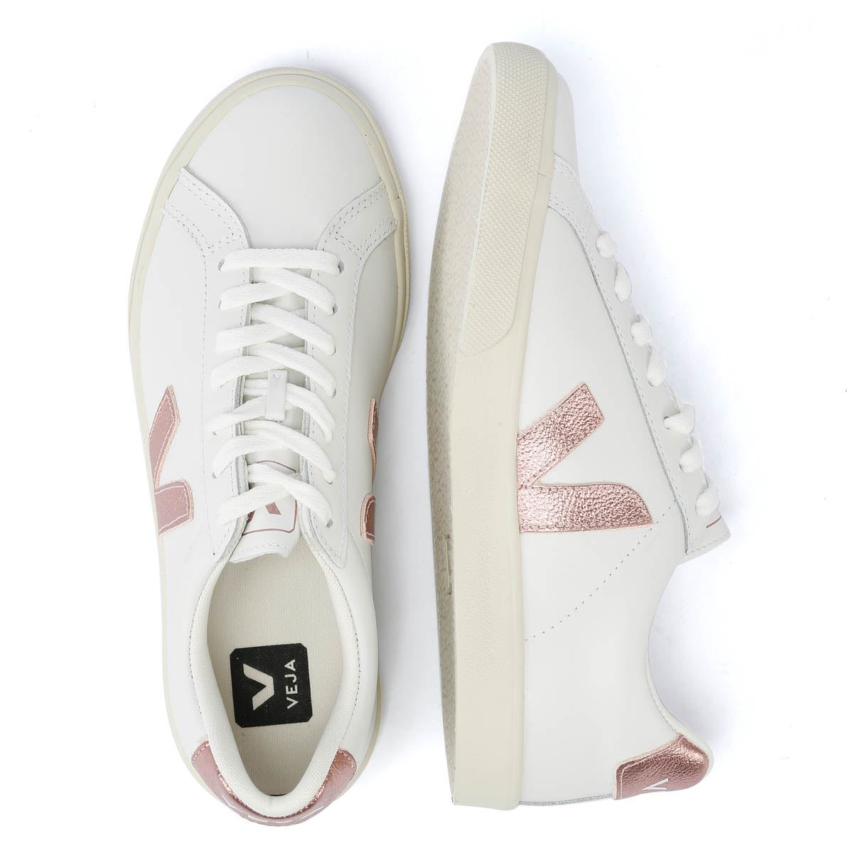 Veja Esplar Baskets Pour Femmes En Cuir Blanc/Nacre