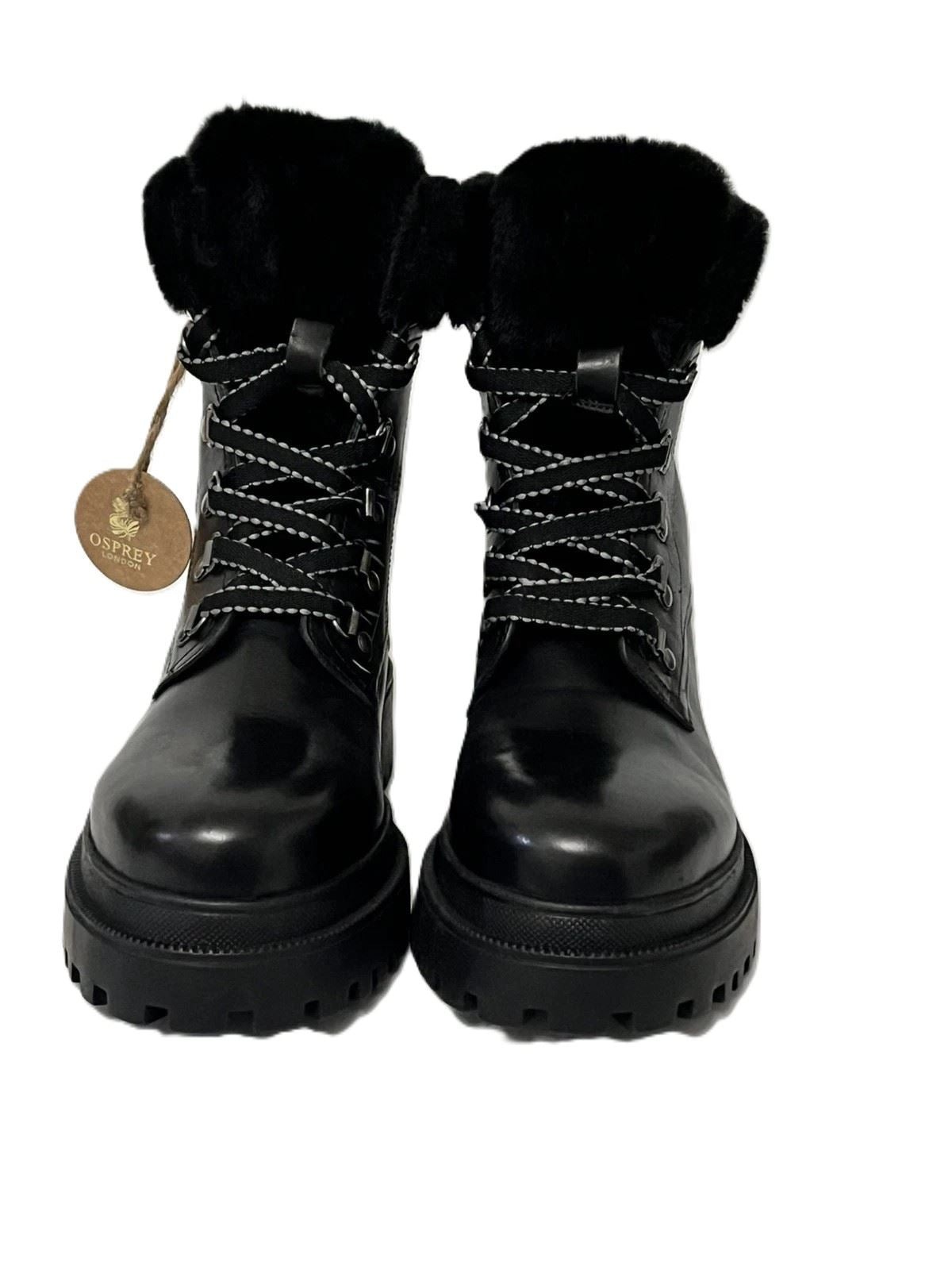 Osprey London The Budapest Bottes Noires En Cuir Pour Femmes