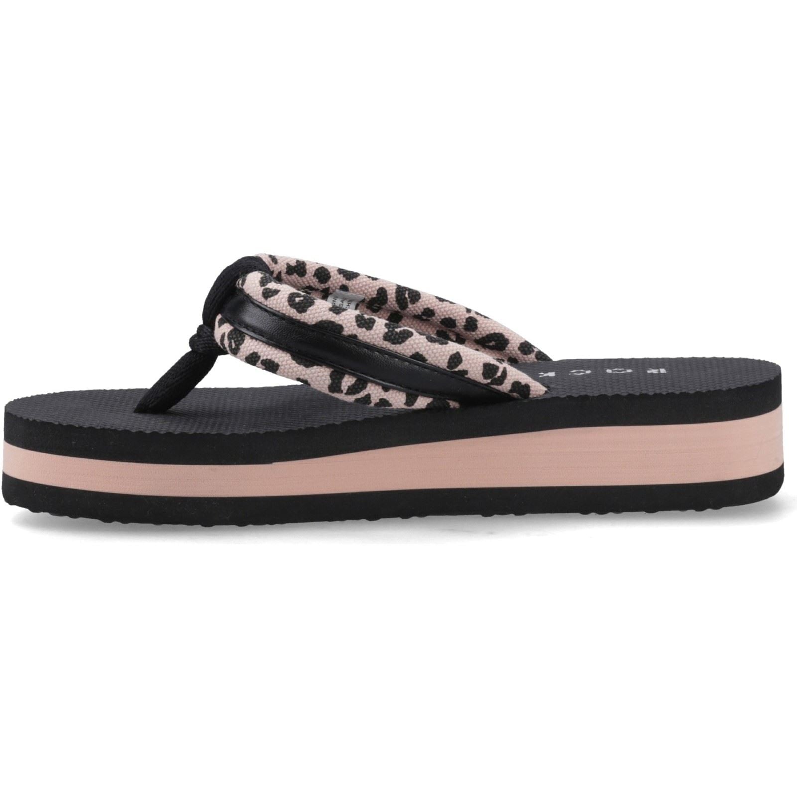 Rocket Dog Monica Leon Leopard Tongs Légères Pour Femmes En Rose Clair Textile