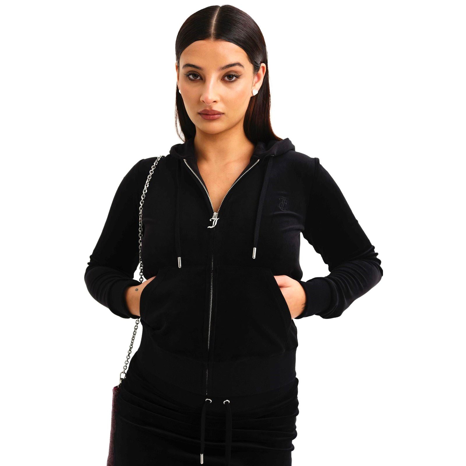 Juicy Couture Robertson Classic Jacket Sweat À Capuche Noir En Polyester Pour Femme