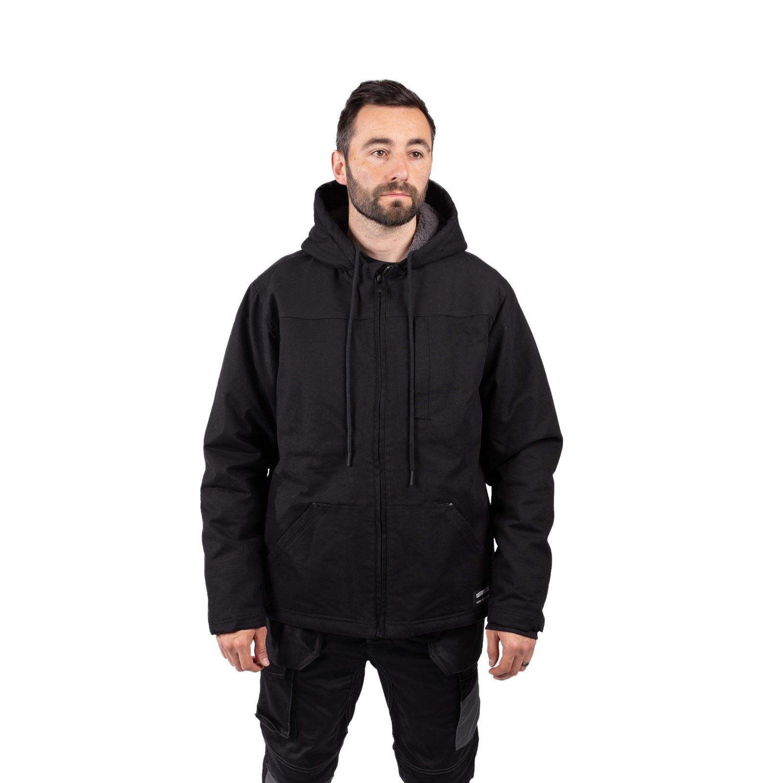 Caterpillar Hooded Sherpa Lined Veste En Polaire Noire Pour Homme