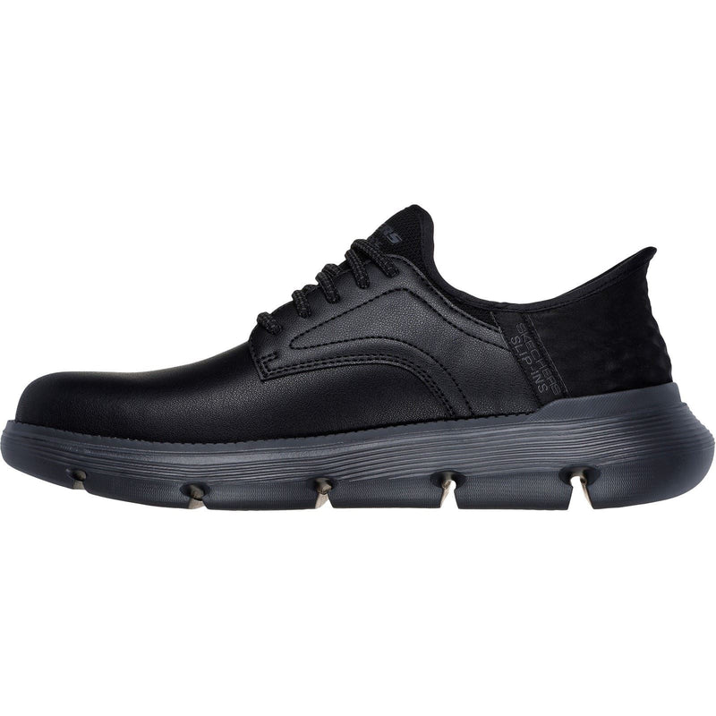 Skechers Garza Carlyn Chaussures En Cuir Noir À Lacets Pour Hommes