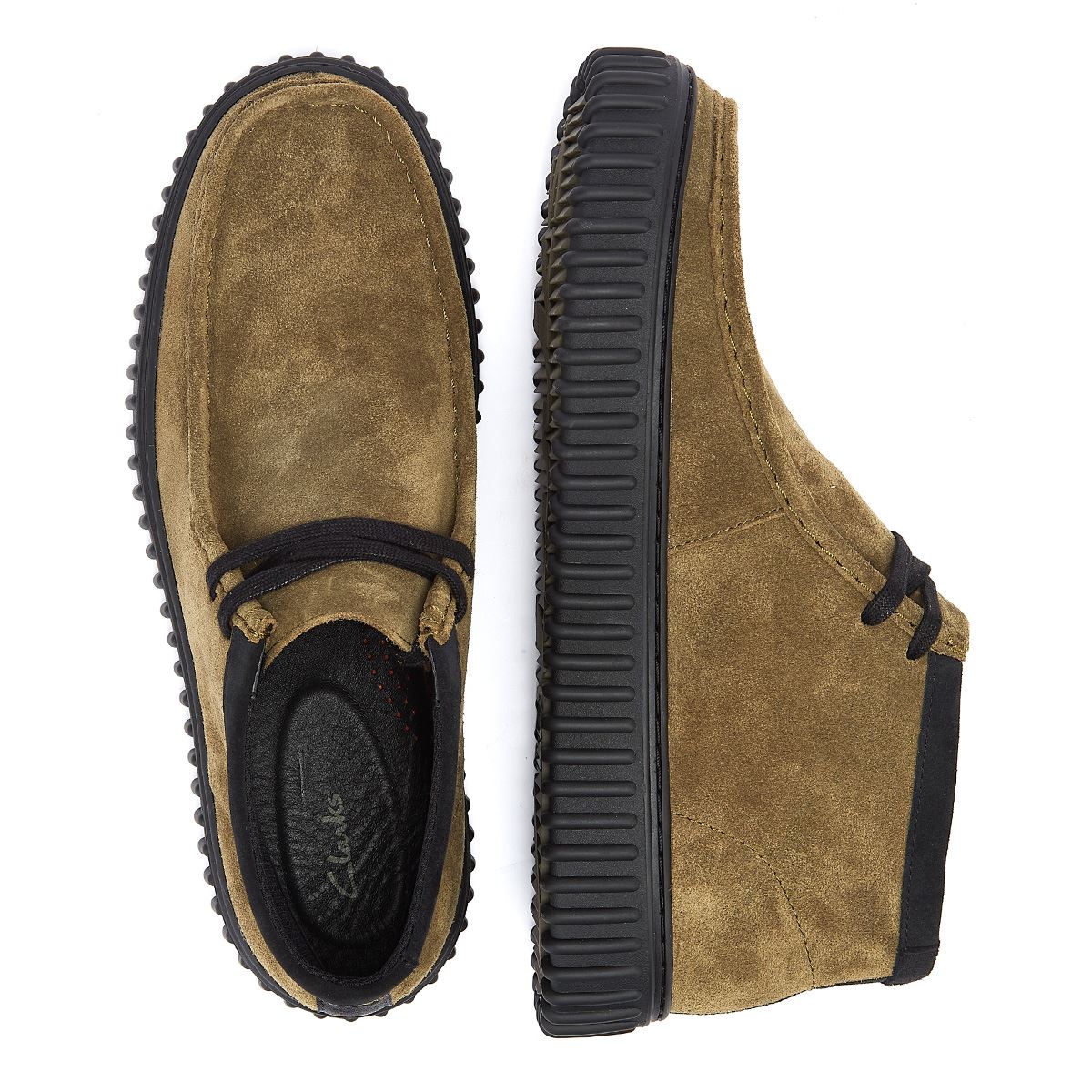Clarks Main Torhill Hi Bottes En Daim Pour Homme Olive