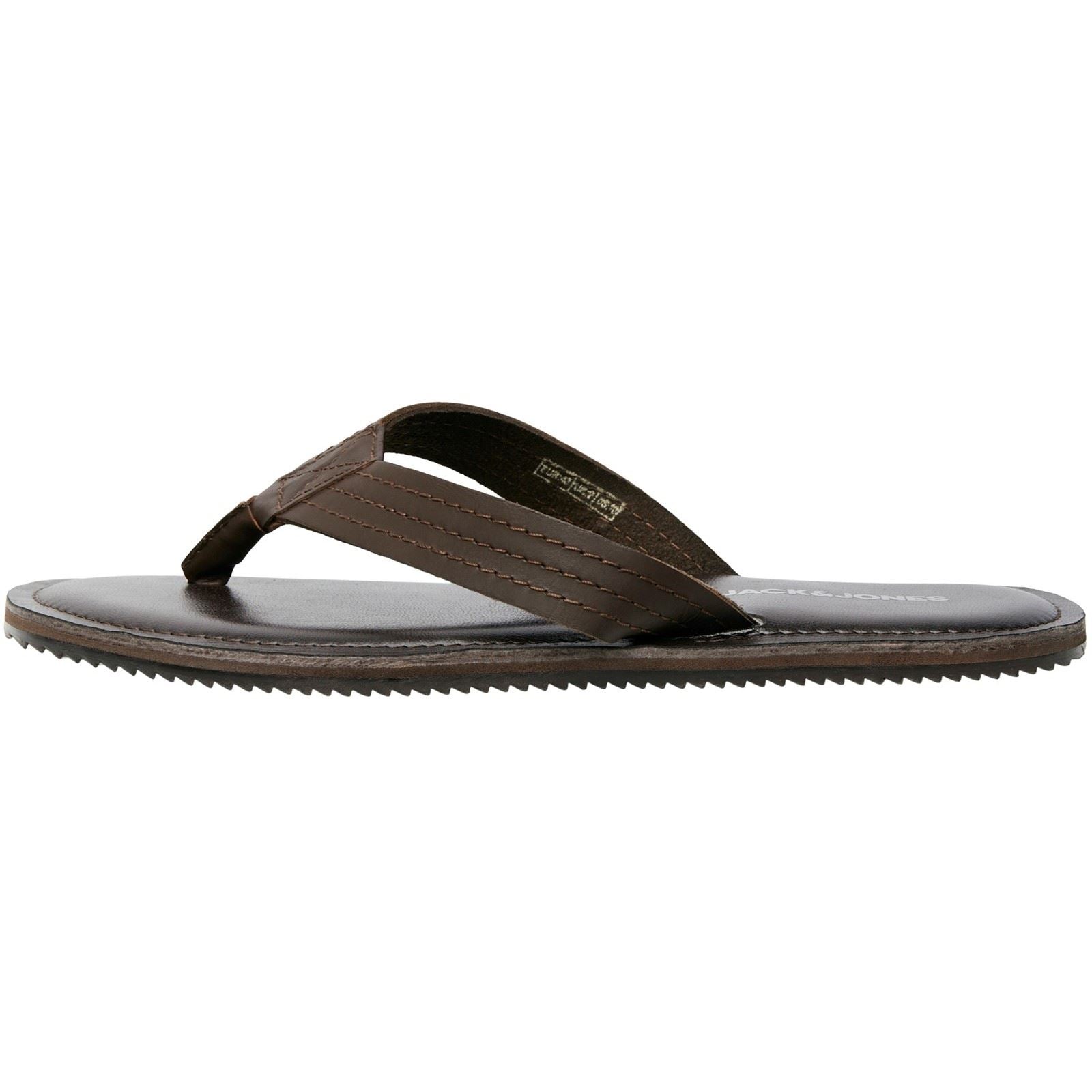 Jack & Jones Washton Tongs En Cuir Marron Pour Homme