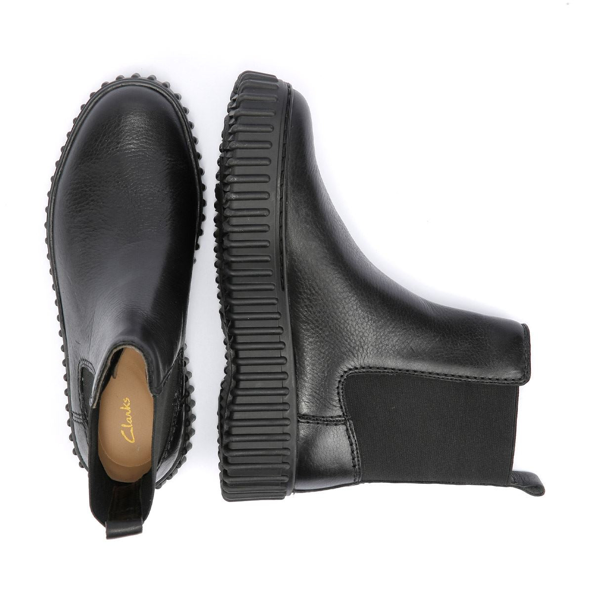 Clarks Main Torhill Maple Bottes Noires En Cuir Pour Femmes