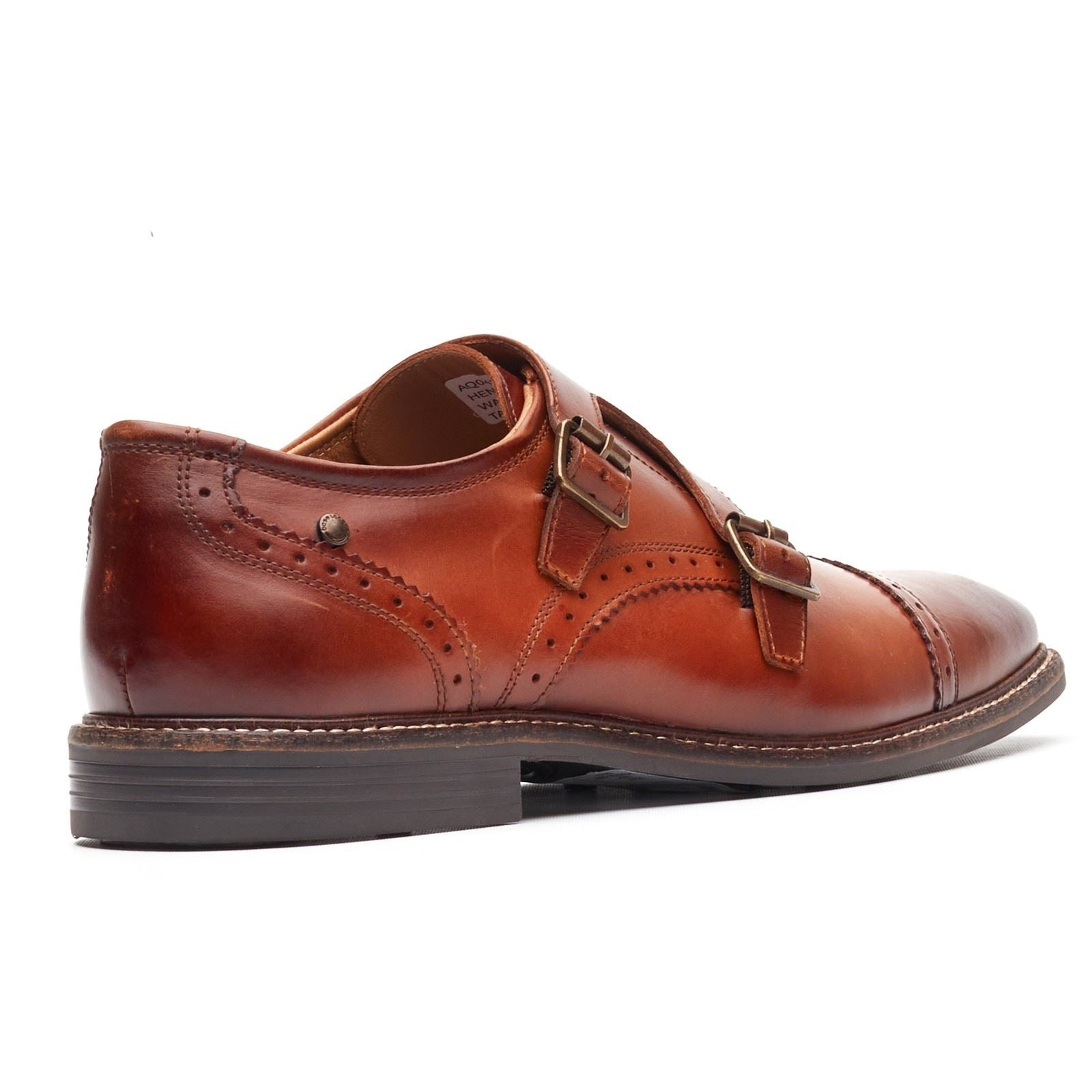 Base London Henley Monk Chaussures À Double Boucle Pour Hommes En Cuir Brun Brûlé
