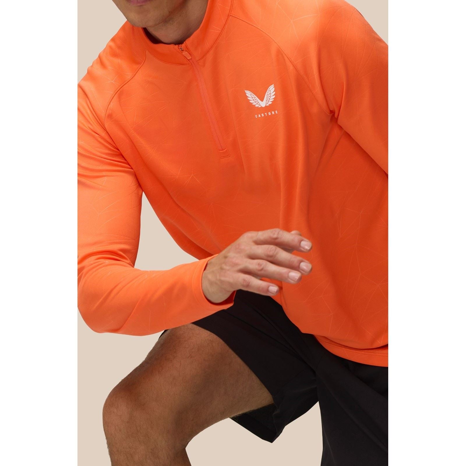Castore Adapt Training 1/4 Zip Top T-Shirts De Sport Pour Hommes En Polyester Orange