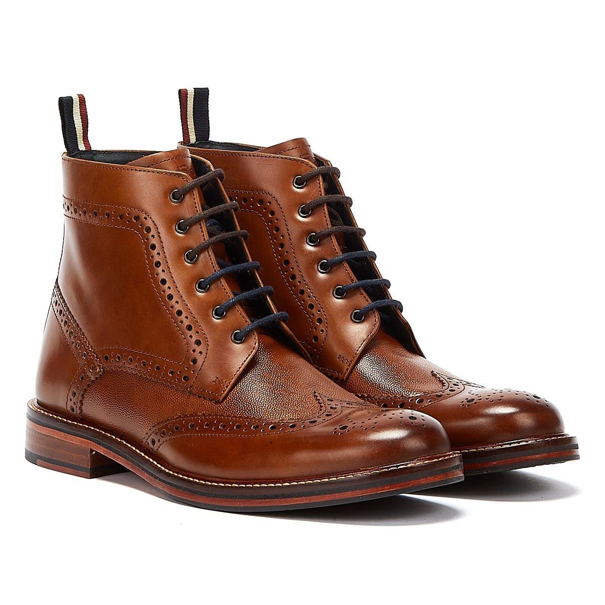 Ben Sherman Alfred Brogue Bottes En Cuir Marron Pour Hommes