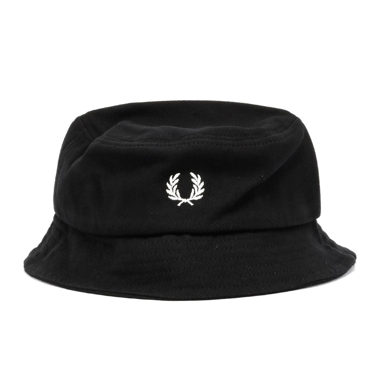 Fred Perry Pique Chapeaux De Seau En Coton Noir