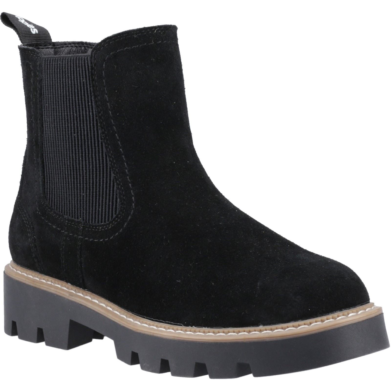 Hush Puppies Aofie Bottines Chelsea Plates Pour Femmes En Daim Noir