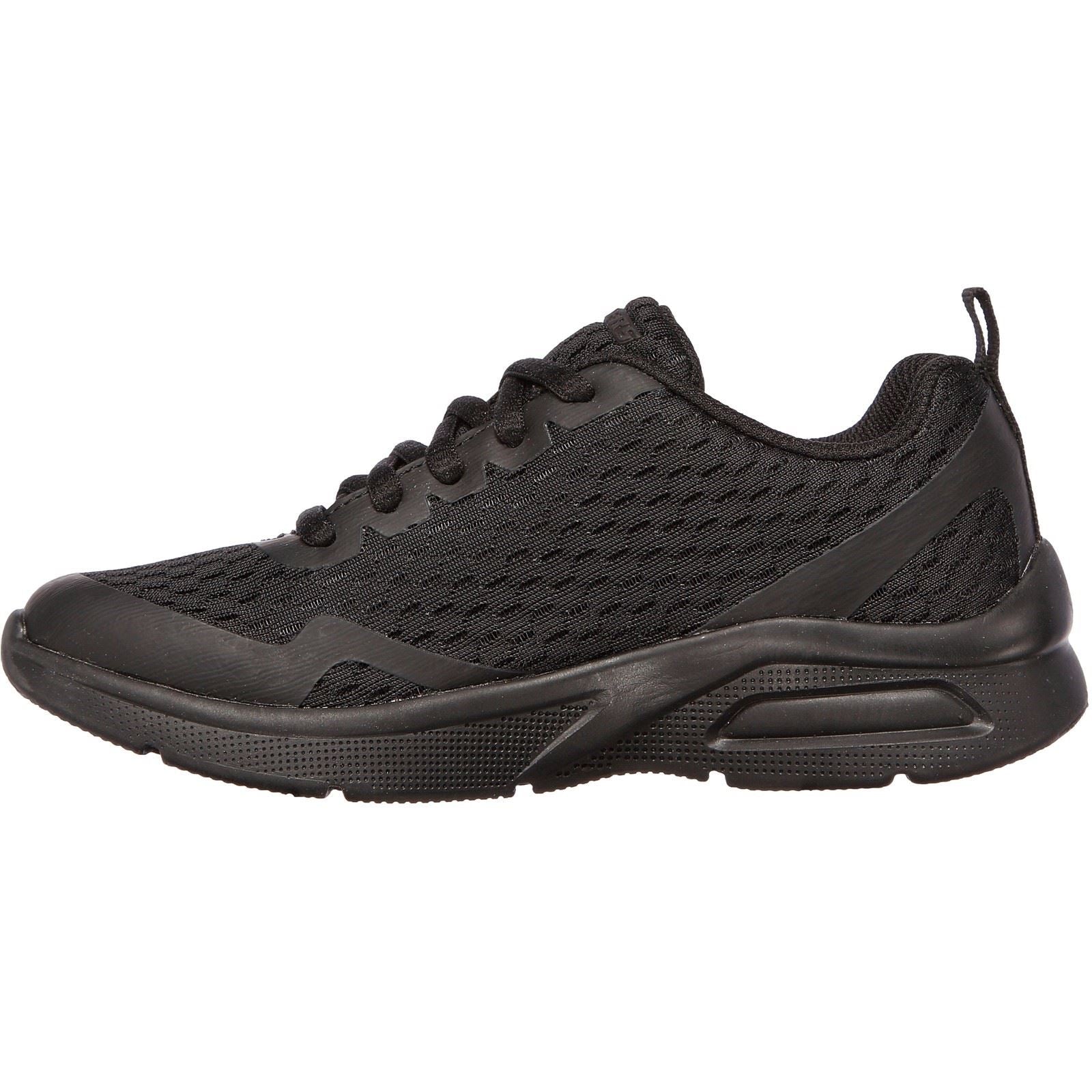Skechers Microspec Max Chaussures De Sport En Polyester Noir Pour Garçons En Textile Et À Garniture.