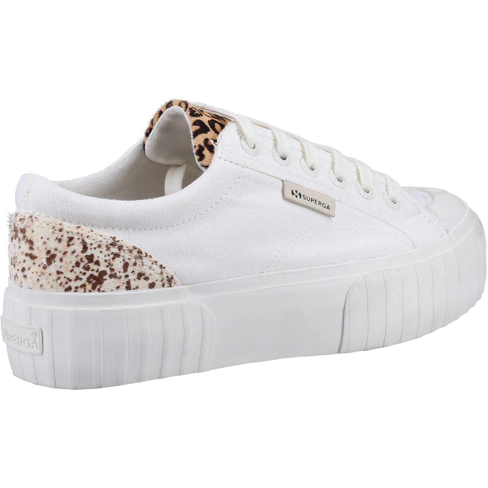 Superga 2631 Calfhair Details Sneakers Blancs Pour Femmes Avec Des Taches De Léopard Avorio.